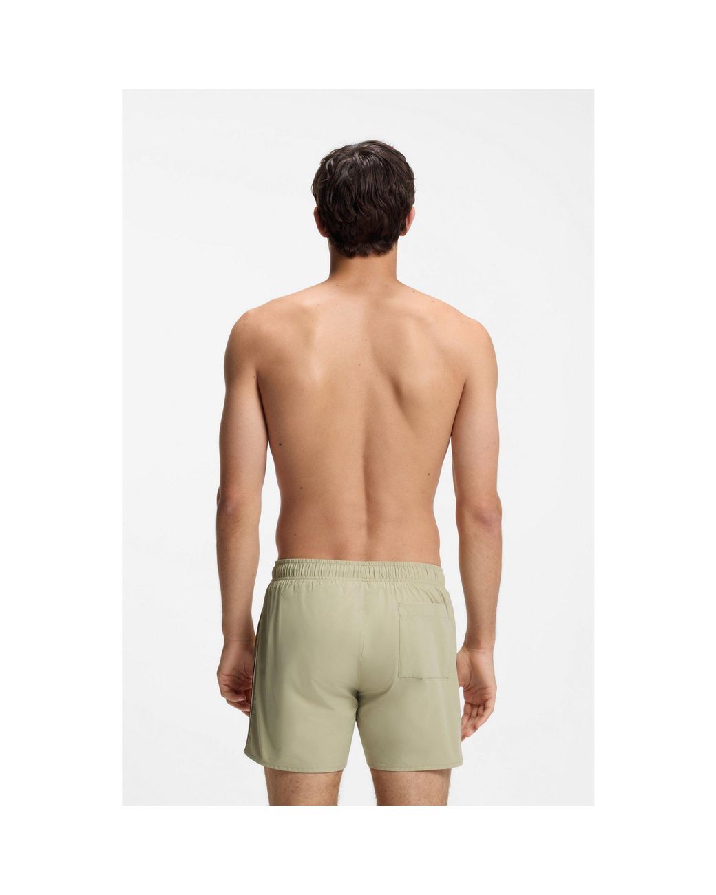 Boss Green Swim Shorts With Signature Stripe And Logo for men