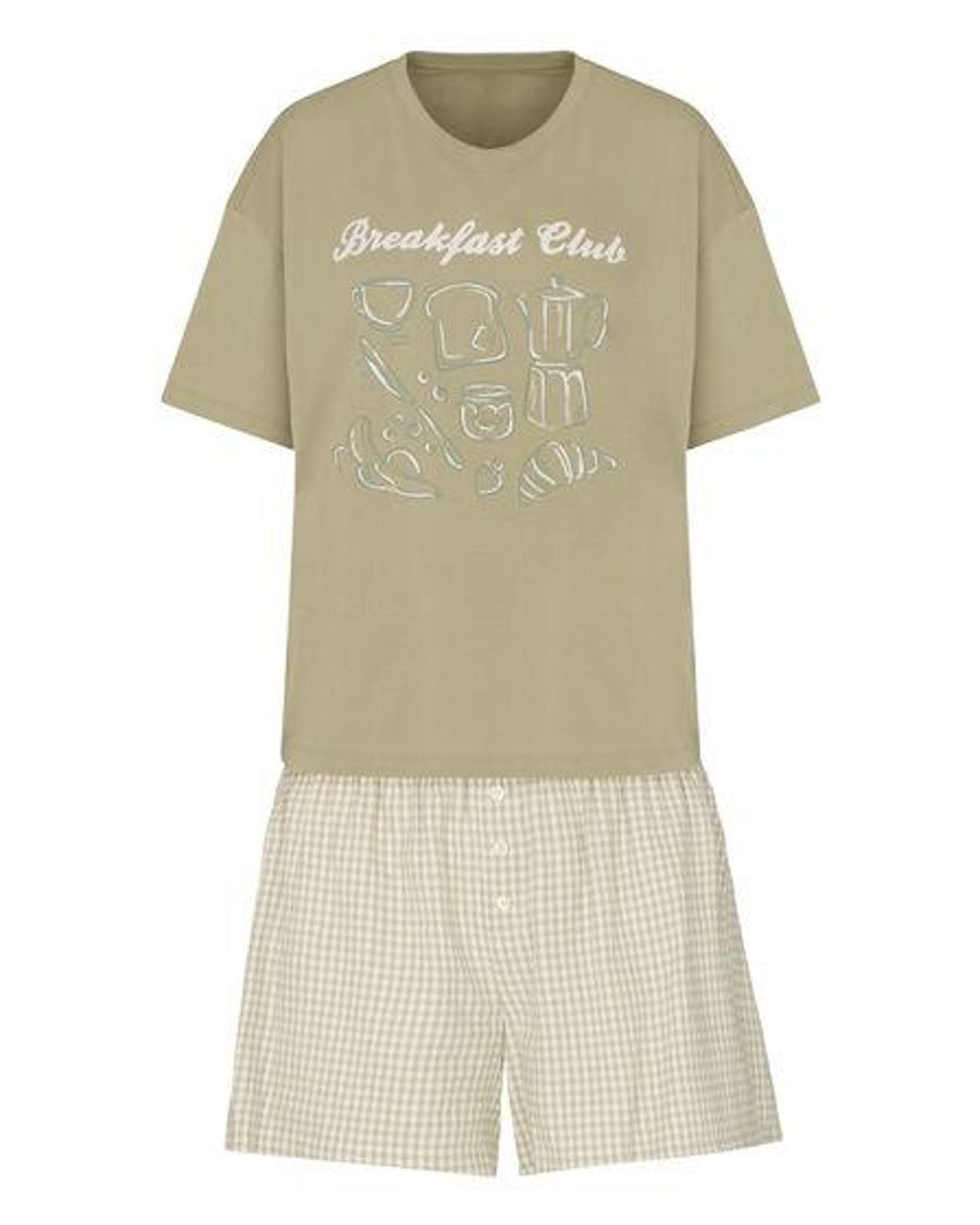 Hunkemöller Natural Pyjama Set With Short And T-Shirt