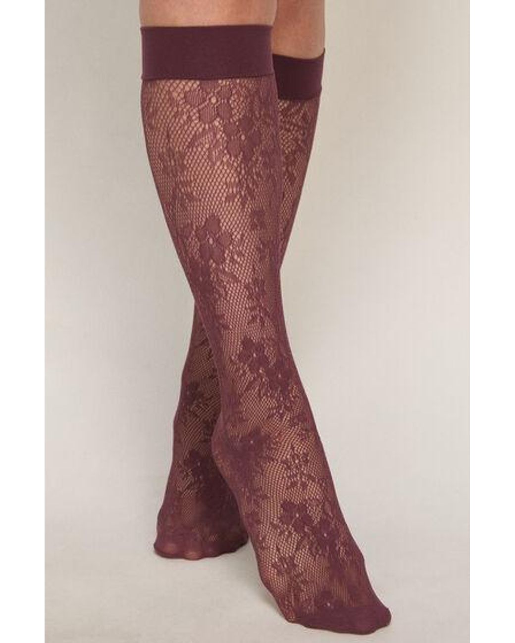 Hunkemöller Red Sheer Socks Lace Fishnet