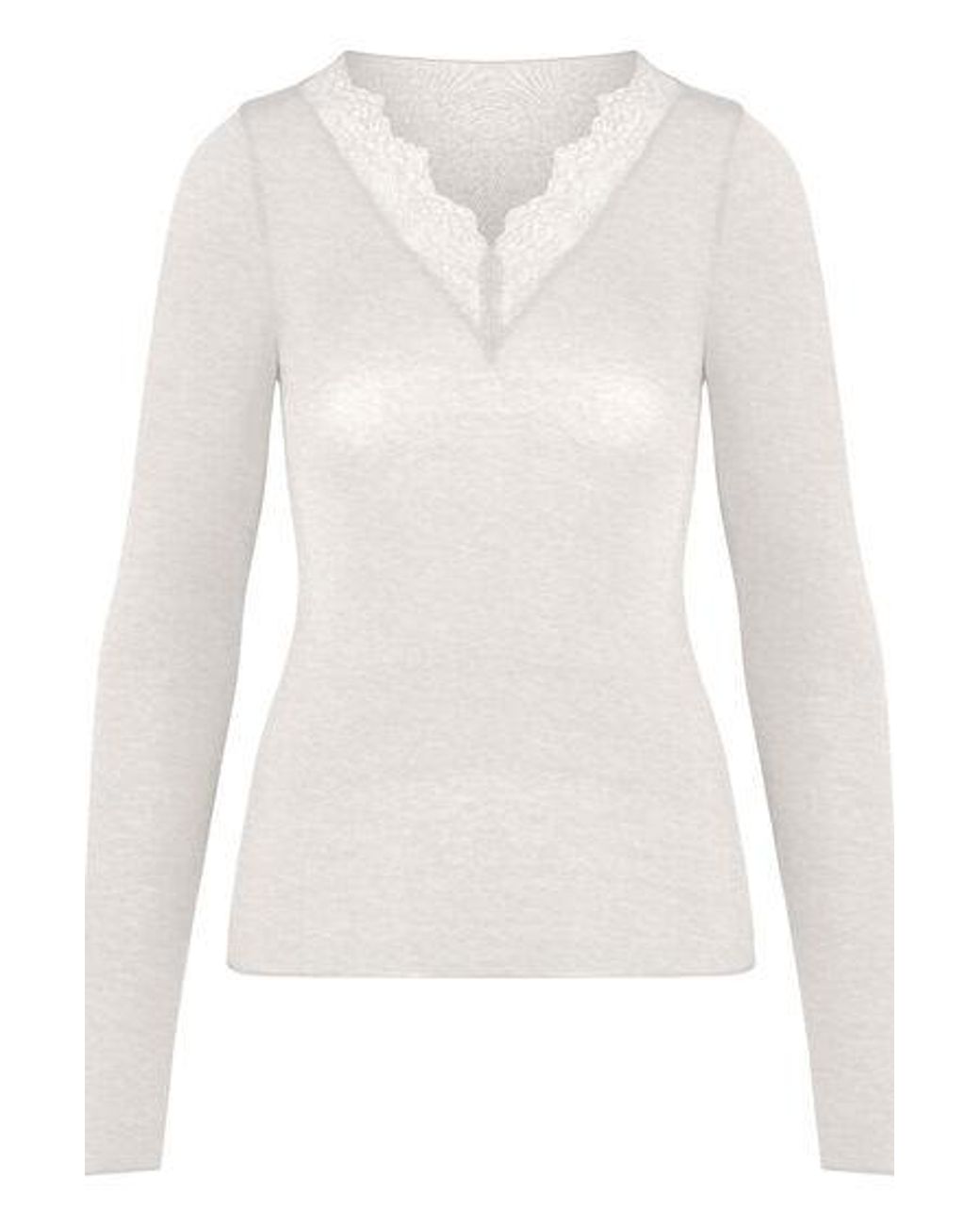 Hunkemöller Natural Super Soft Lace V-Neck Shirt With Cashmere