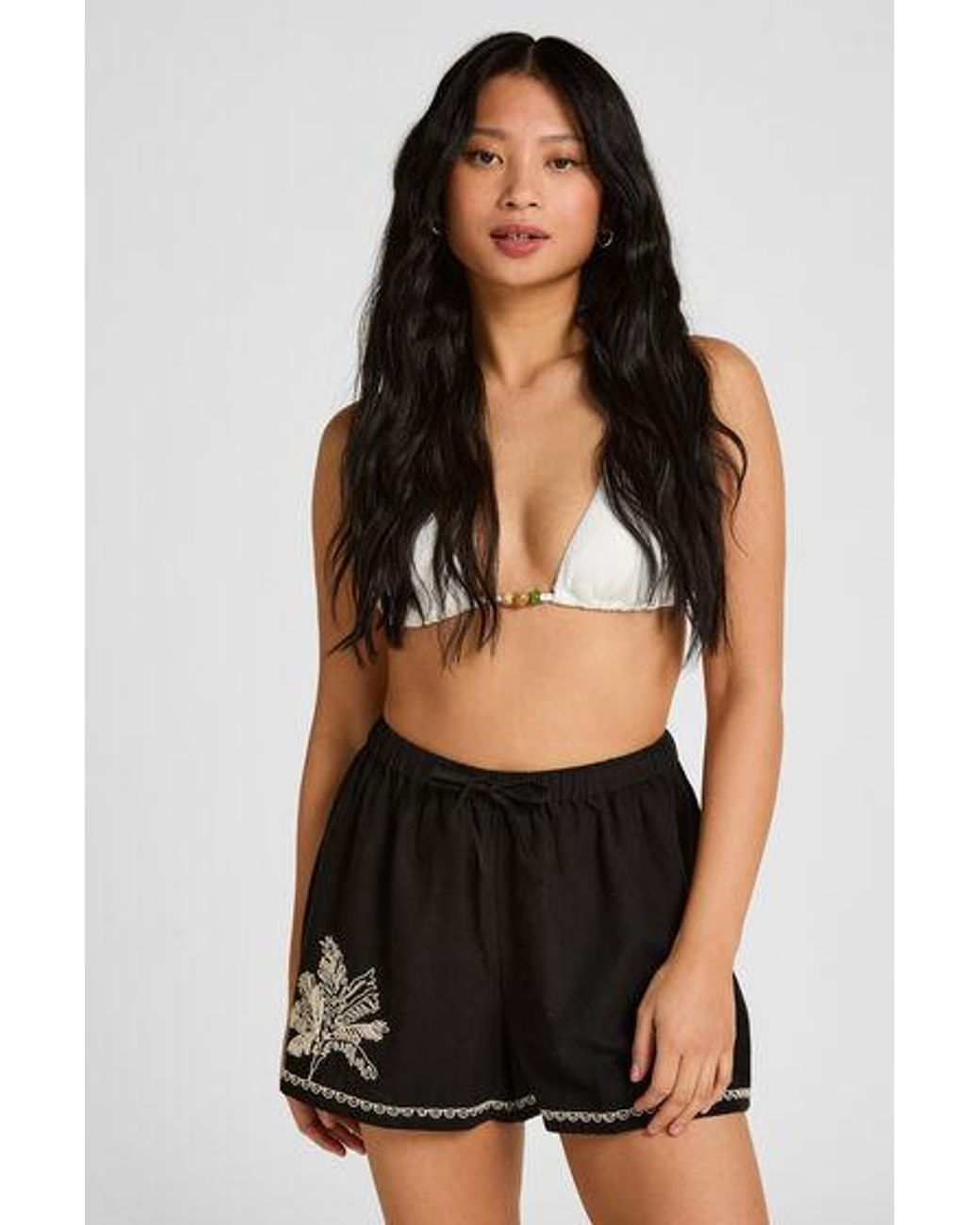 Hunkemöller Black Beach Shorts Palm