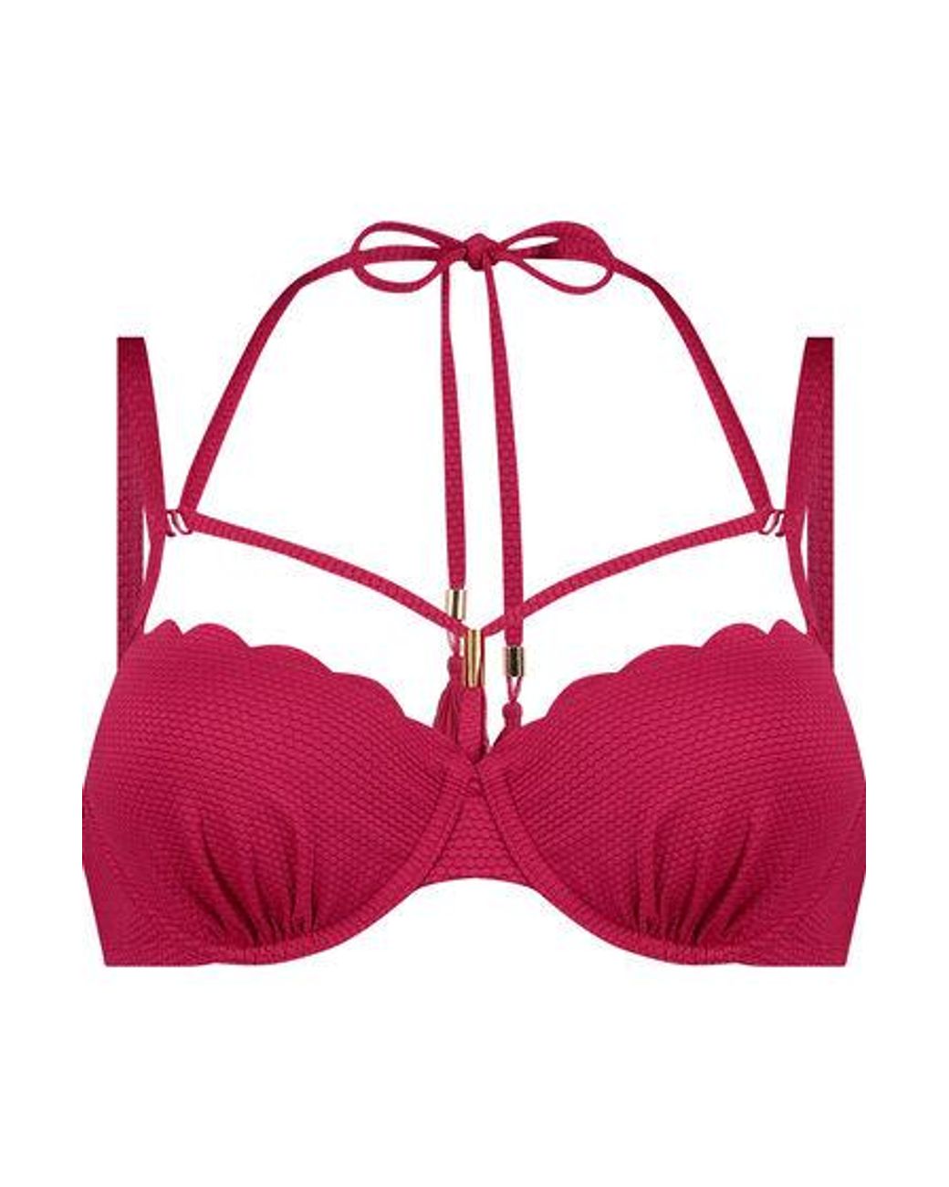 Hunkemöller Red Scallop High-Leg Bikini Bottoms