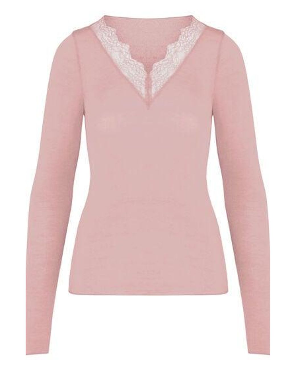 Hunkemöller Pink Super Soft Lace V-Neck Shirt With Cashmere