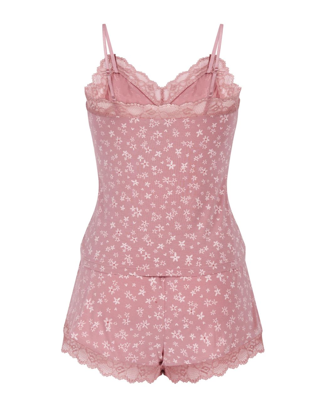 Hunkemöller Pink Lace Jersey Pyjama Set