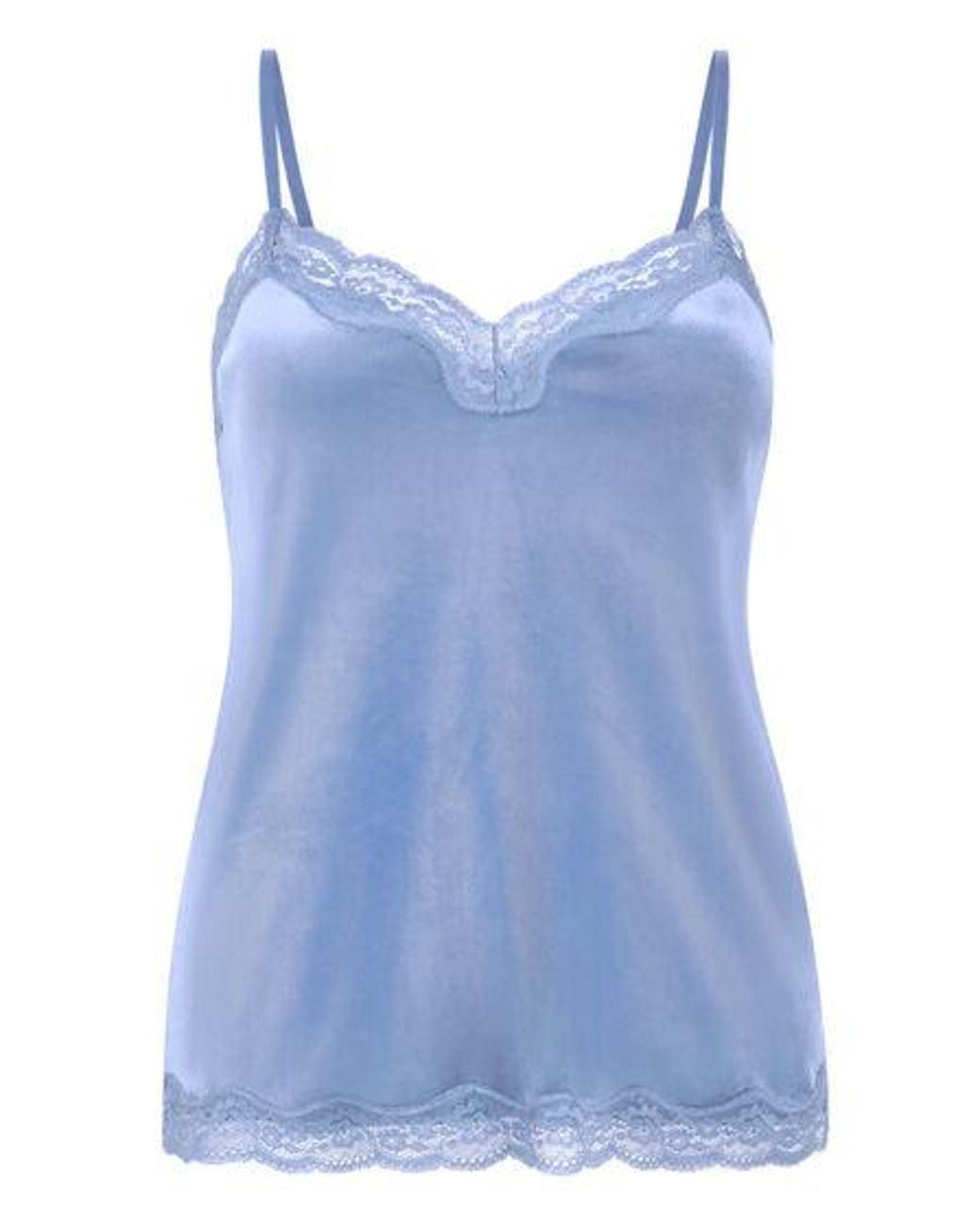 Hunkemöller Blue Velours Lace Cami Top