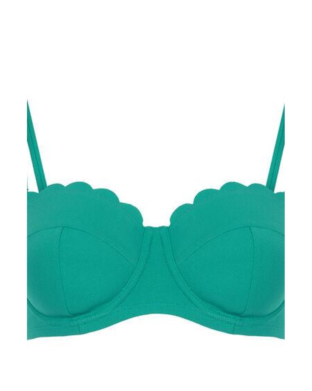 Hunkemöller Blue Scallop Padded Strapless Underwired Bikini Top Cup E