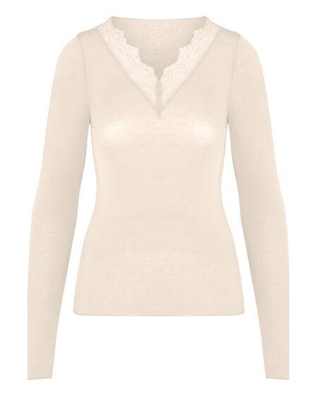 Hunkemöller Natural Super Soft Lace V-Neck Shirt With Cashmere