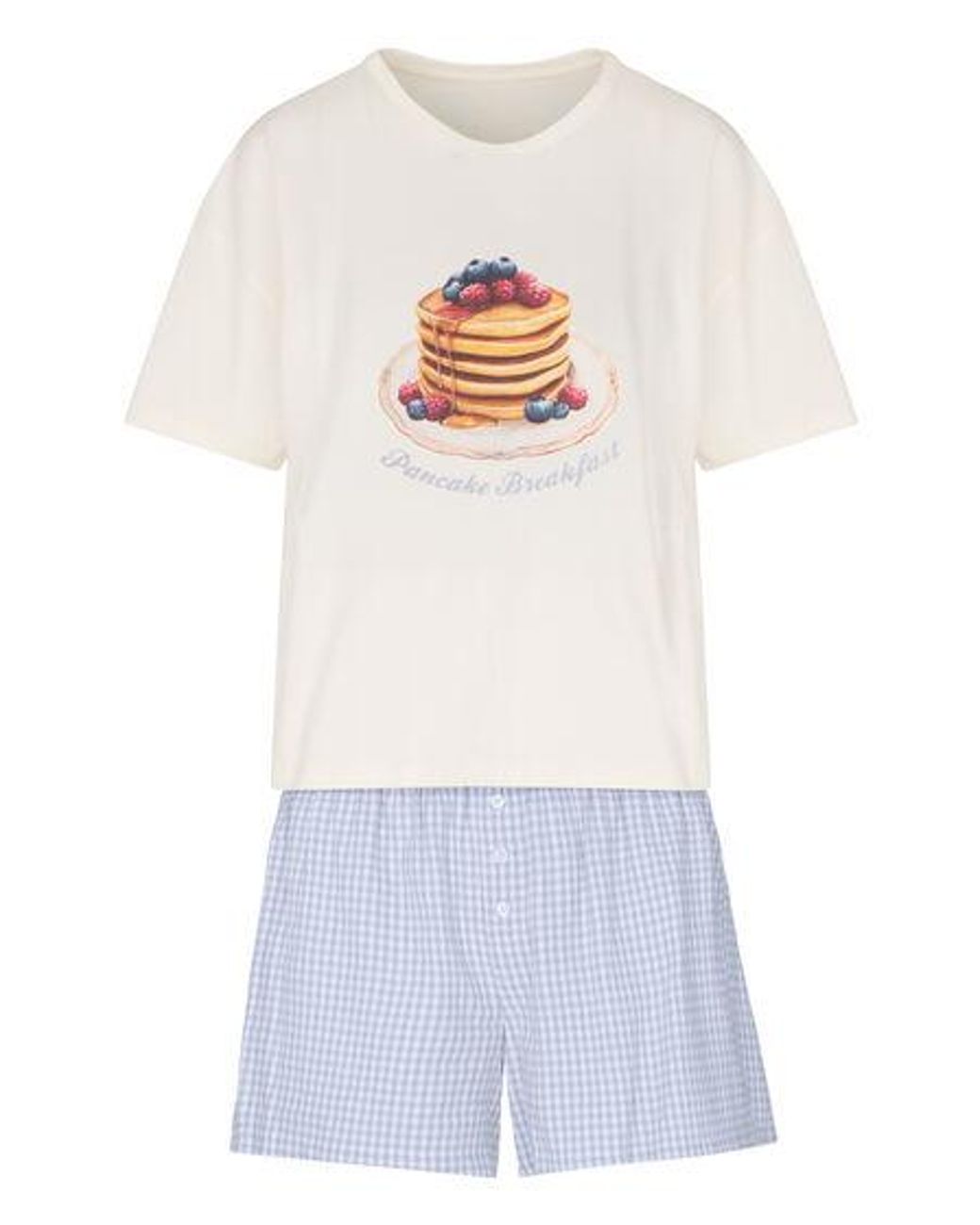 Hunkemöller White Pyjama Set With Short And T-Shirt