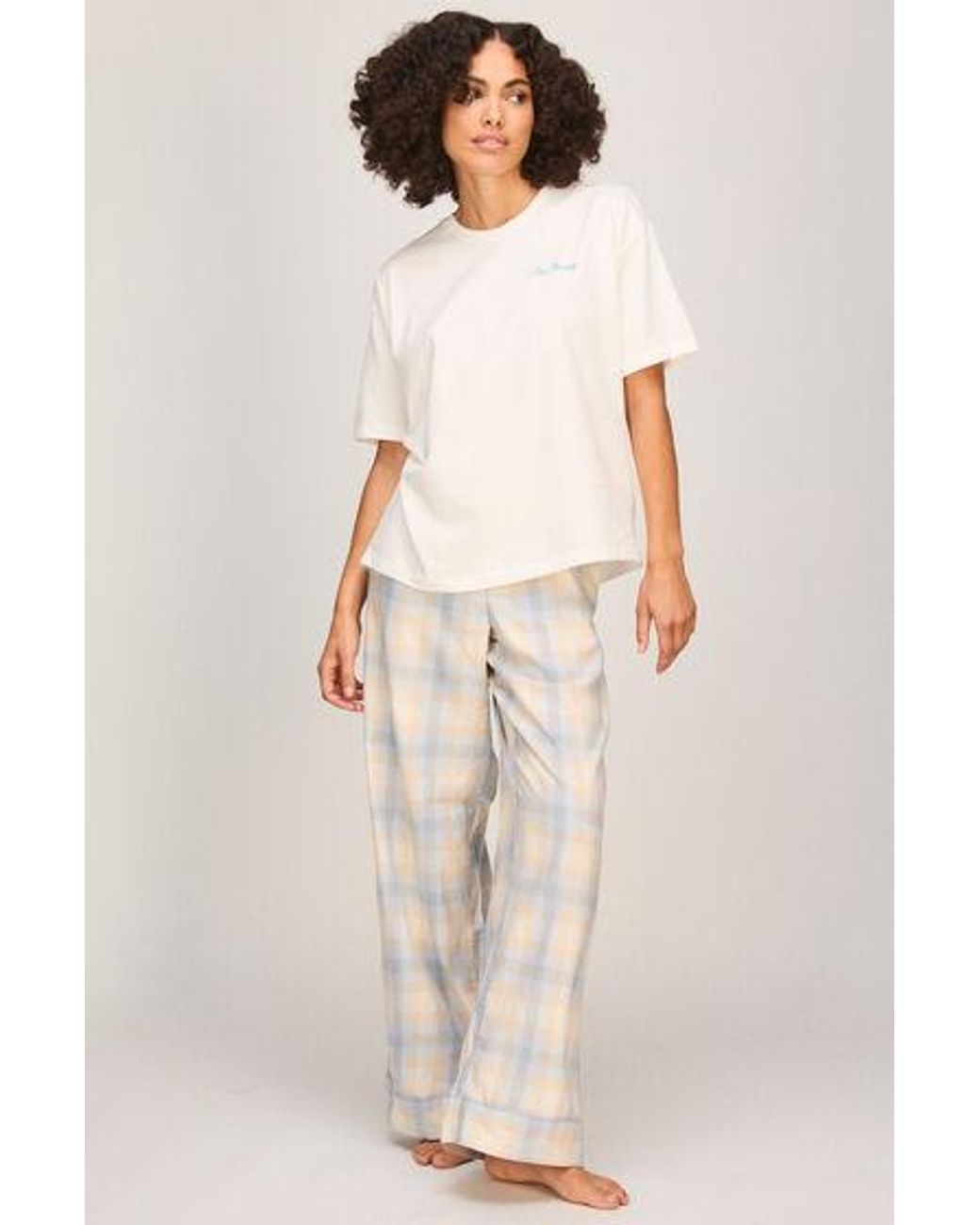 Hunkemöller Pyjamaset Check in het Natural