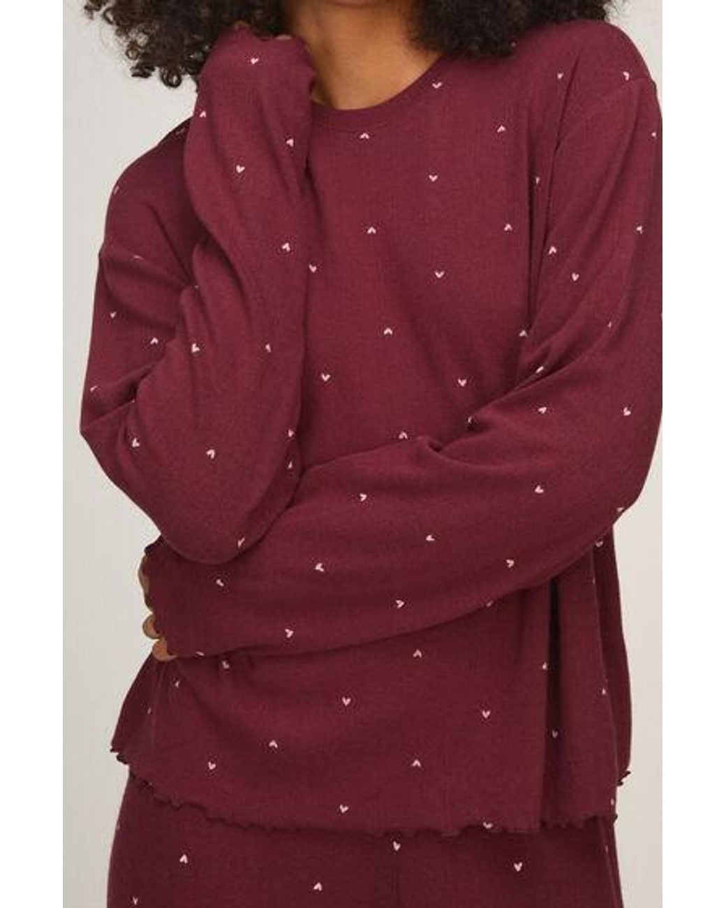 Hunkemöller Red Pyjama Top Loose Pointelle