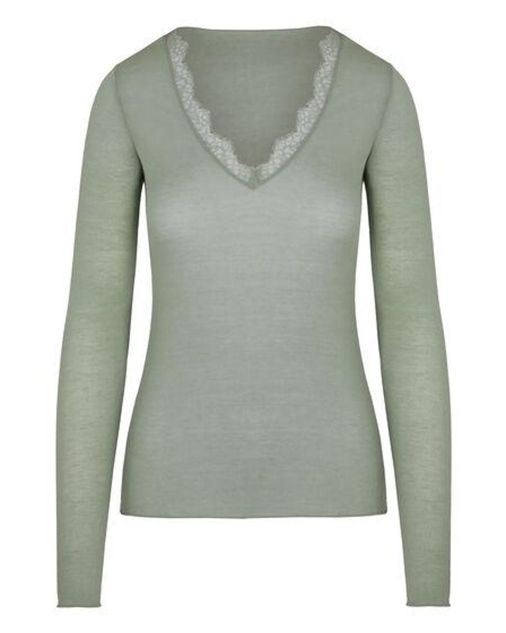 Hunkemöller Green Super Soft Lace V-Neck Shirt With Cashmere