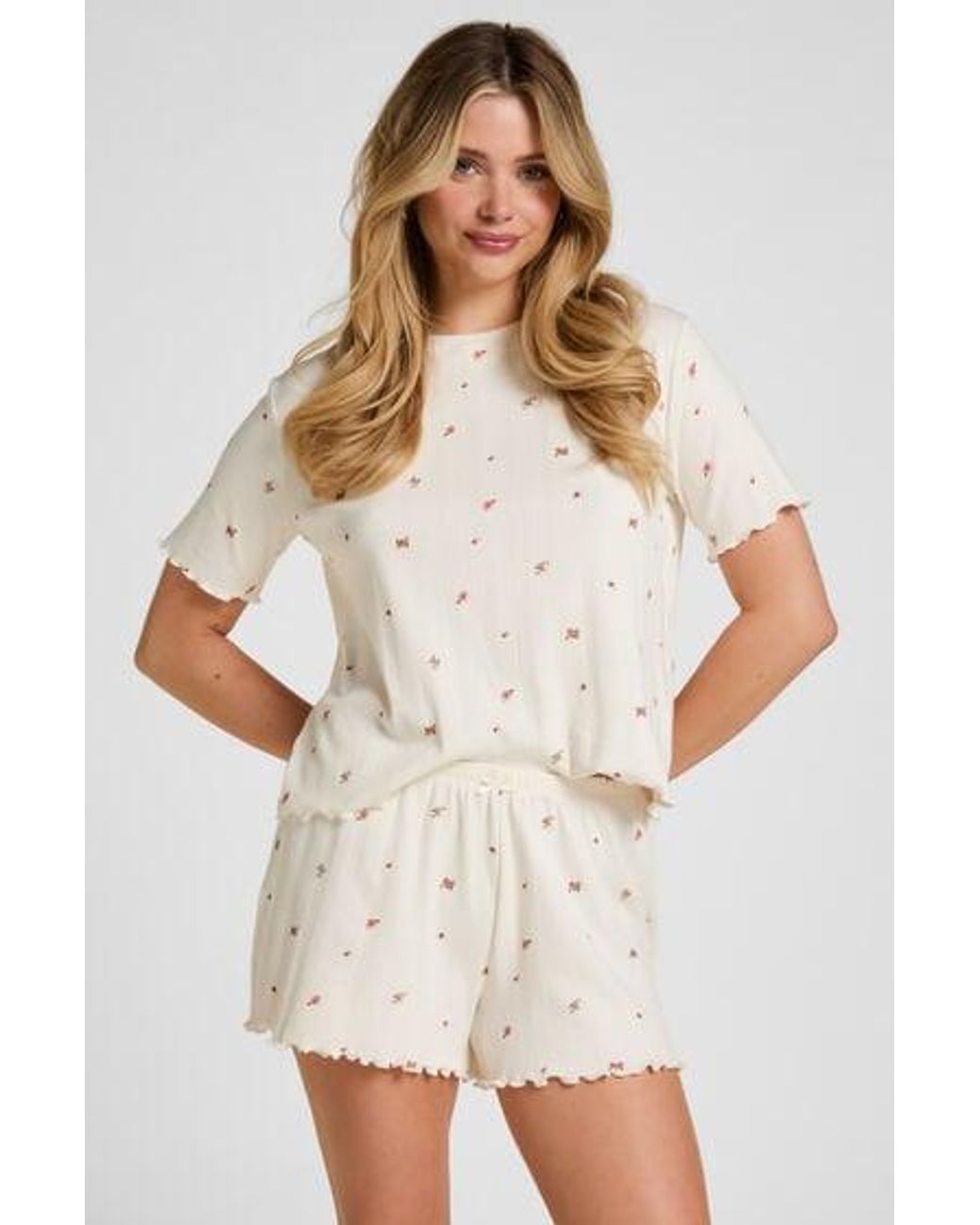 Hunkemöller White Pyjama Short Pointelle