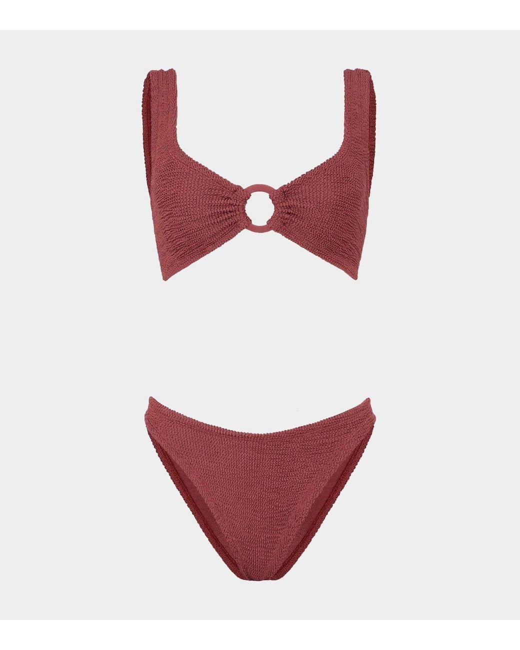 Hunza G Julia Bikini With Tonal Hoops in Red | Lyst
