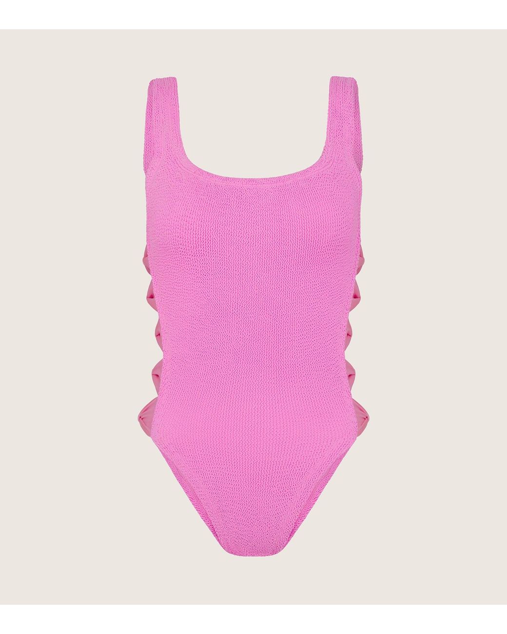 Hunza G Tiffanyスイムスーツ HUNZA G Tiffany cutout gingham-trimmed seersucker swimsuit