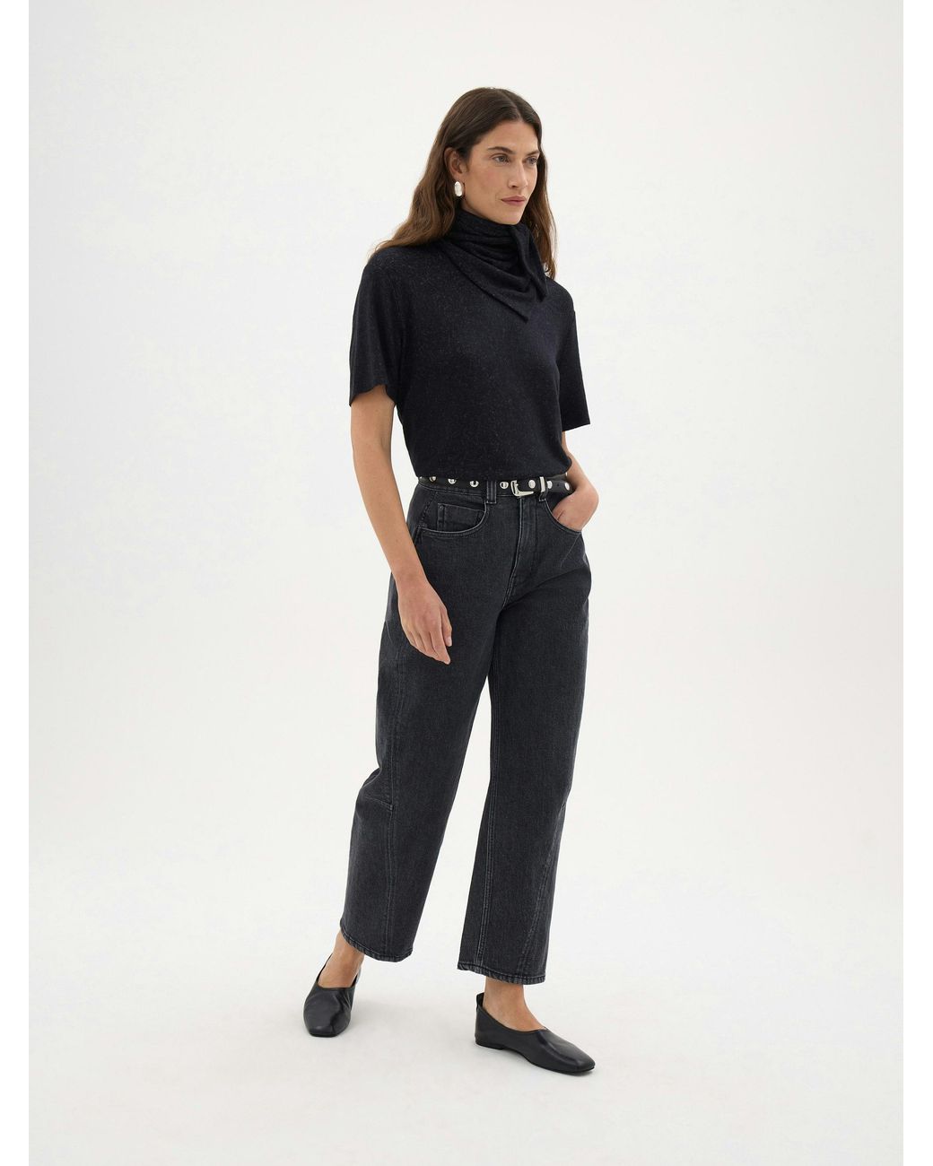 Hush Black Elarae Supersoft Crew T-Shirt And Matching Scarf