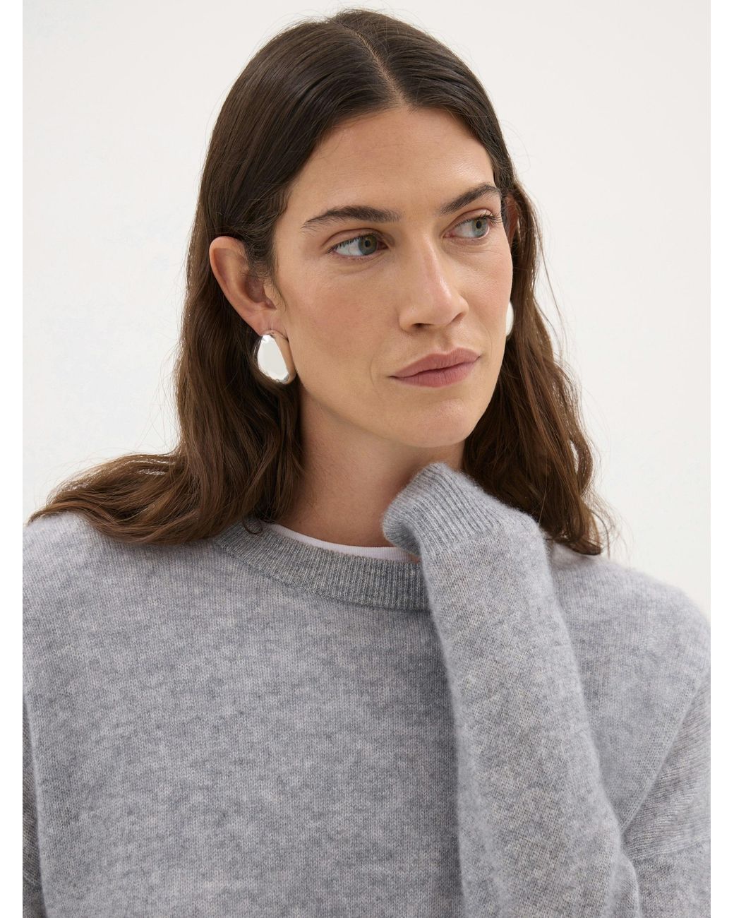 Hush Gray Avery Cashmere Crew Neck Jumper