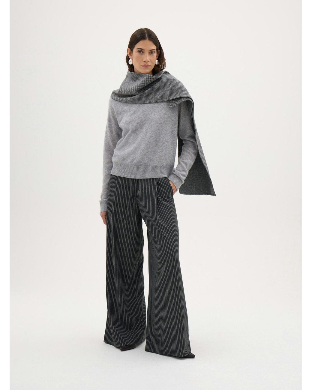 Hush Gray Avery Cashmere Crew Neck Jumper