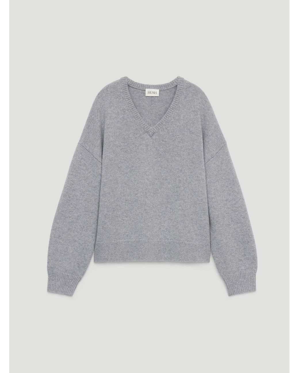 Hush Gray Millie Merino Wool V Neck Jumper