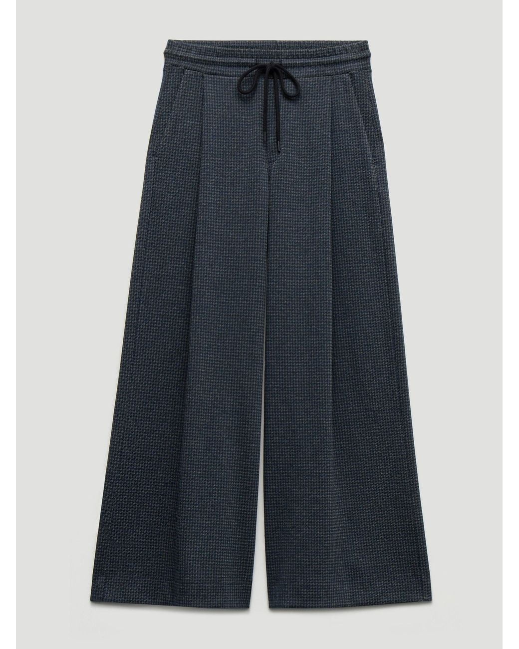 Hush Blue Taylor Check Wide Leg Jersey Trousers
