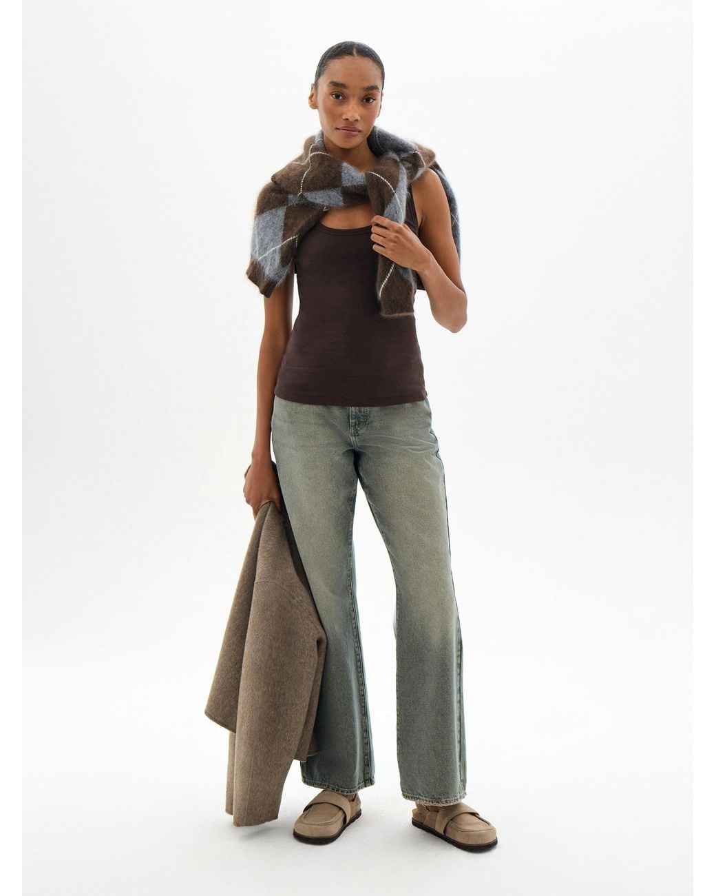 Hush Brown Scoop Neck Ribbed Vest