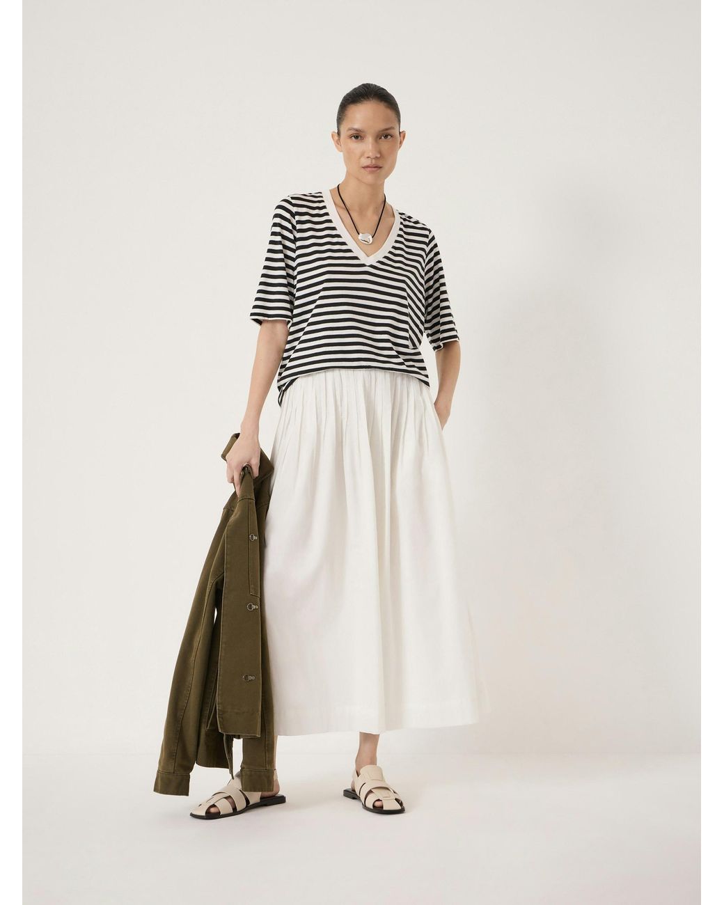 Hush White Reece V Neck Drapey T-Shirt