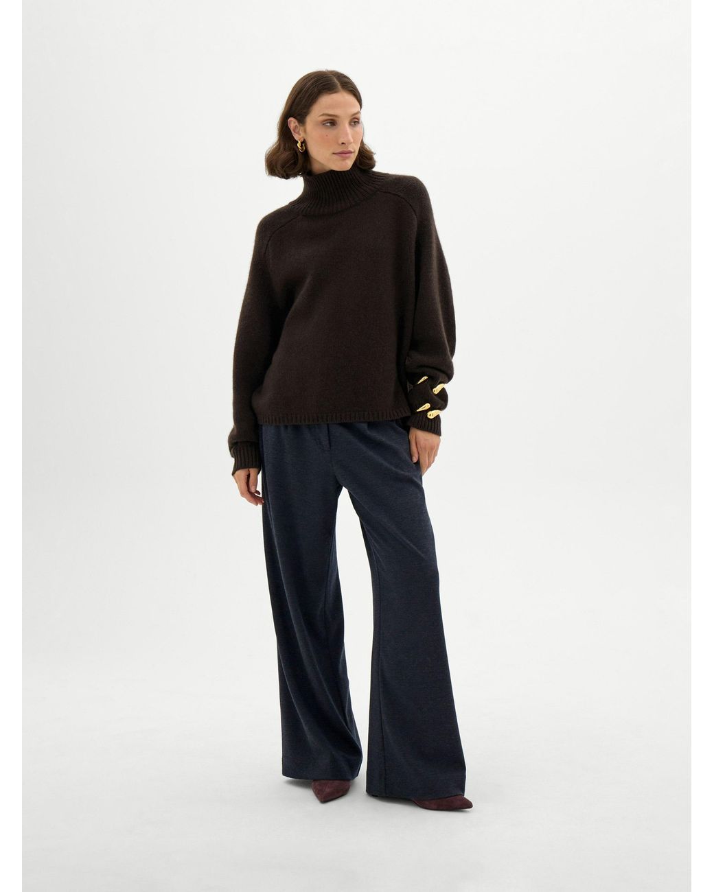Hush Black Cora Cashmere Funnel Jumper