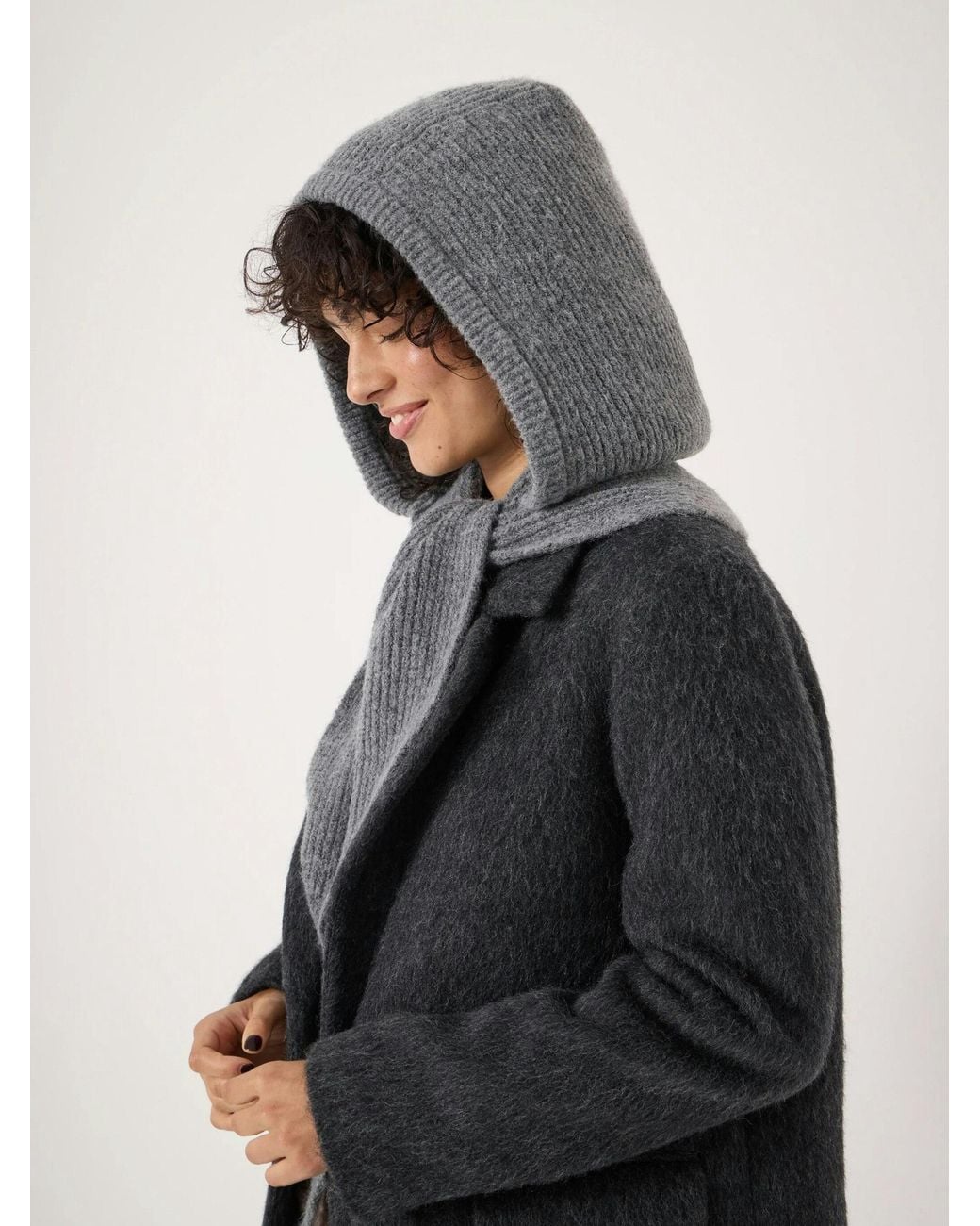 Hush Black Knitted Hooded Scarf