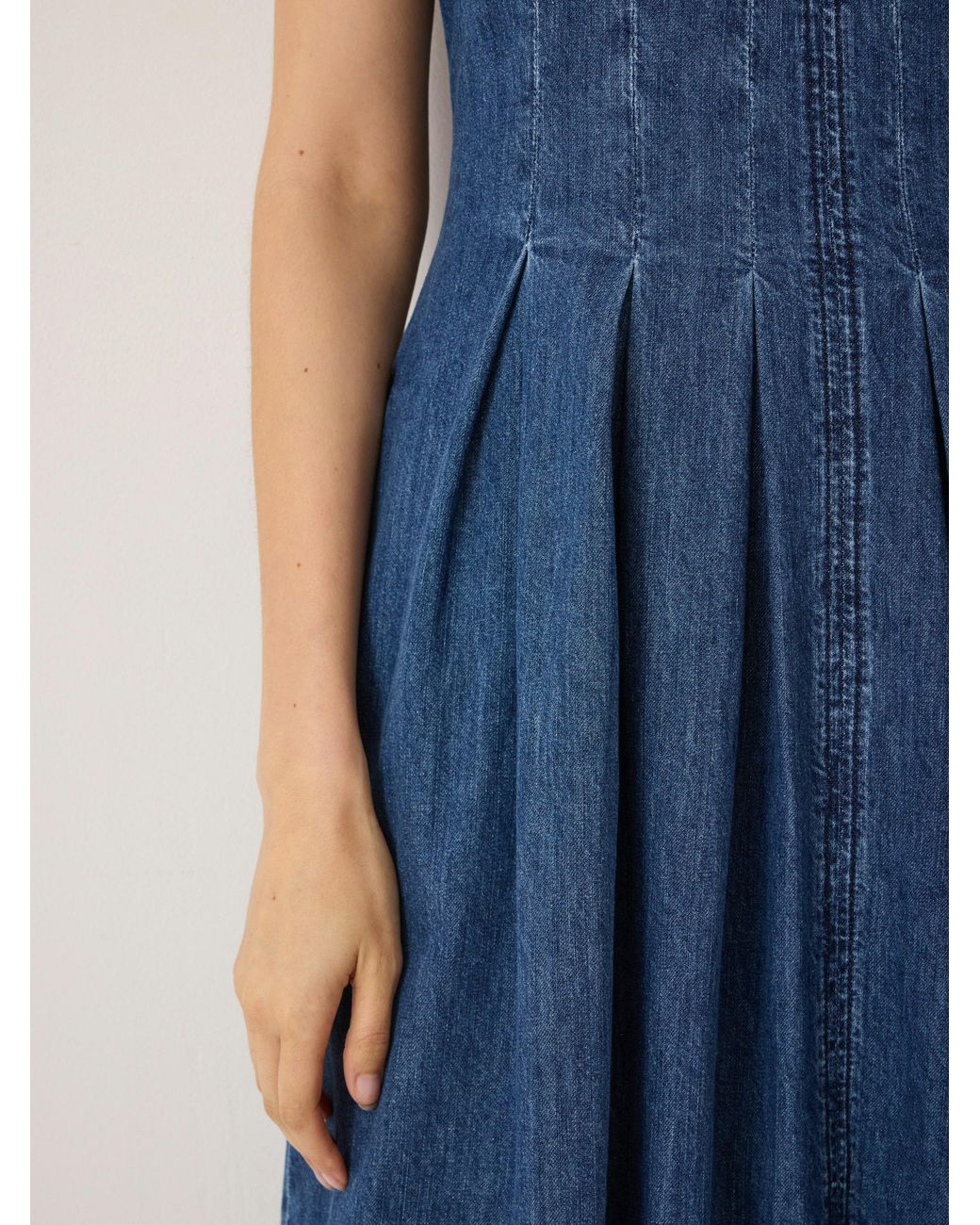 Hush Blue Priya Denim Pleated Midi Dress