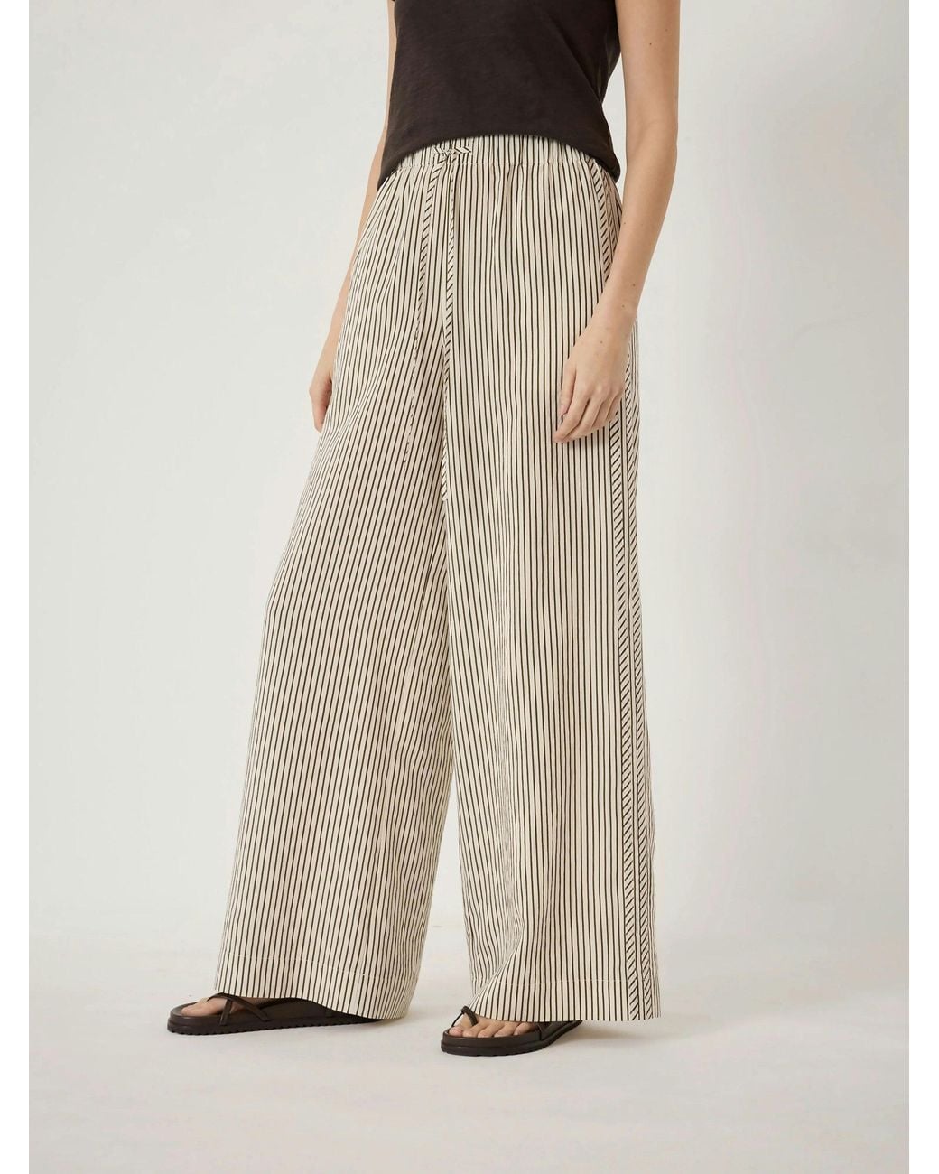 Hush Natural Sami Striped Side Detail Trousers
