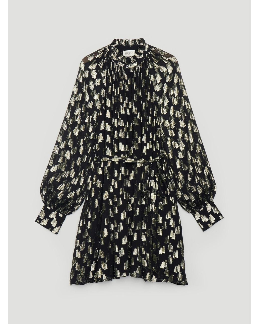 Hush Black Fleur Flock Chiffon Mini Dress