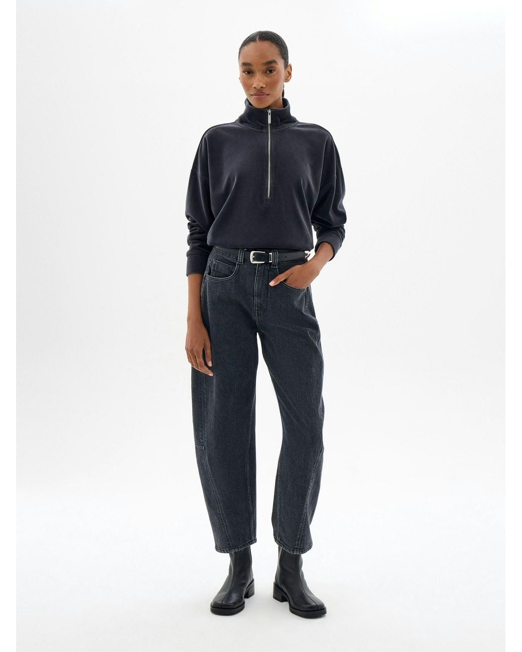 Hush Blue Aida Velour Half Zip Sweatshirt