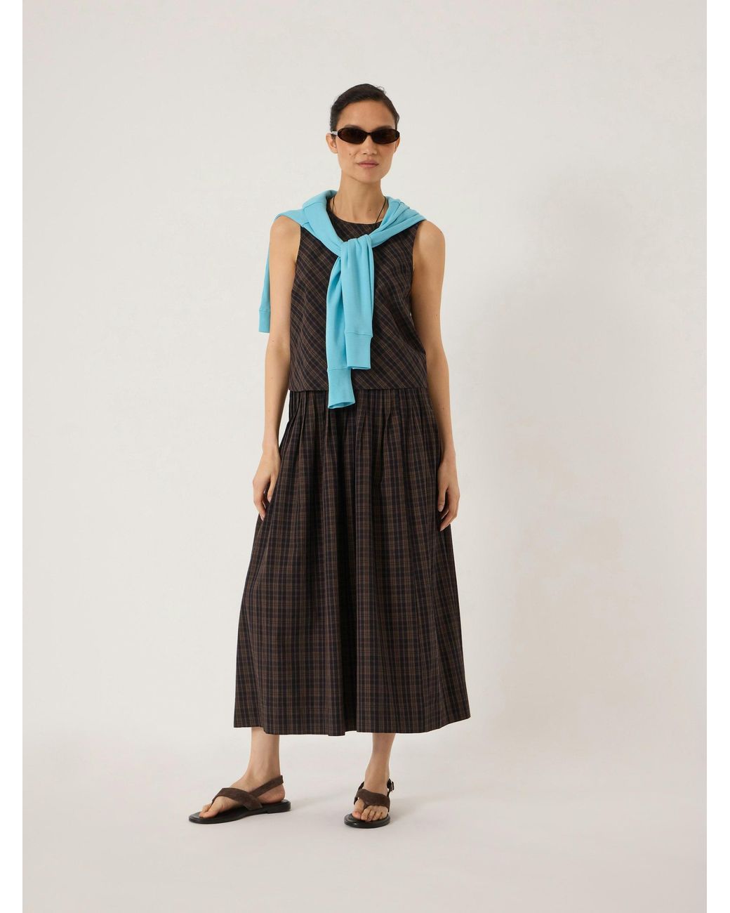 Hush Black Vera Cotton Check Shell Top