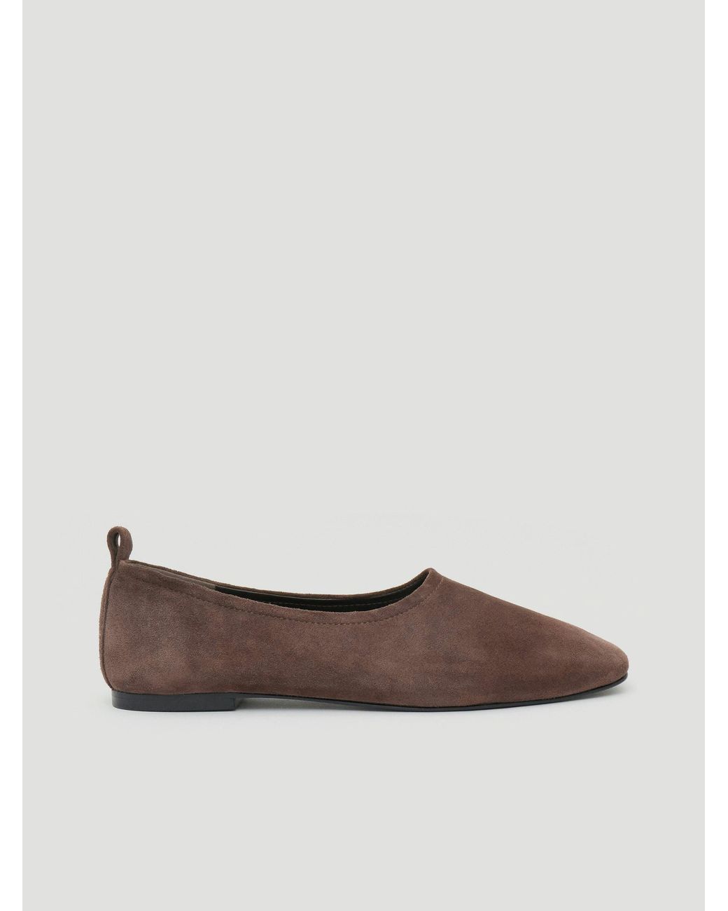 Hush Gray Calyx Square Toe Suede Ballerina Flats