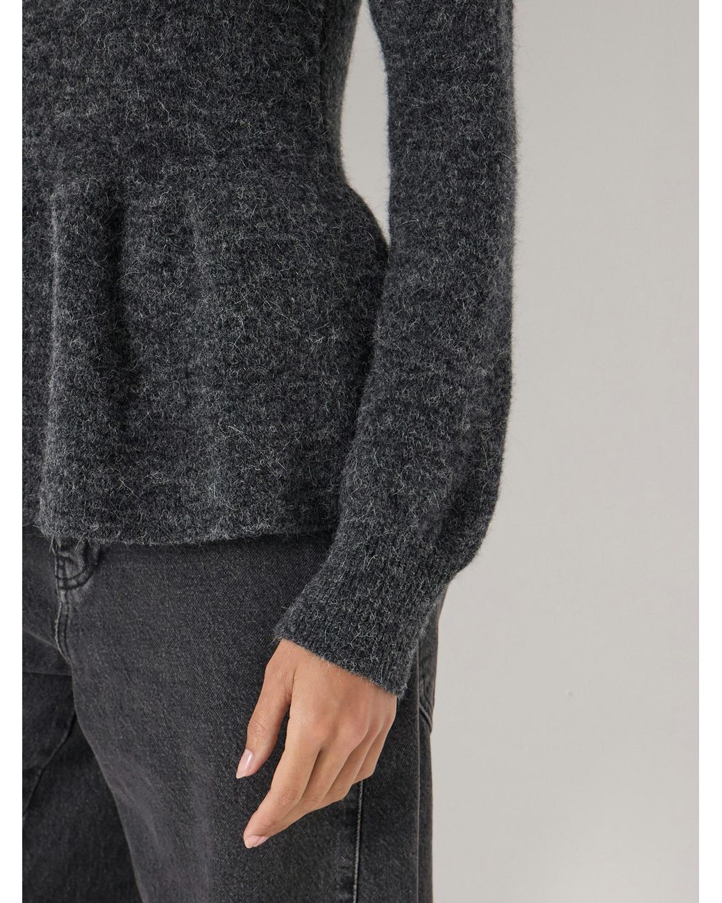 Hush Gray Wool Blend Peplum Top