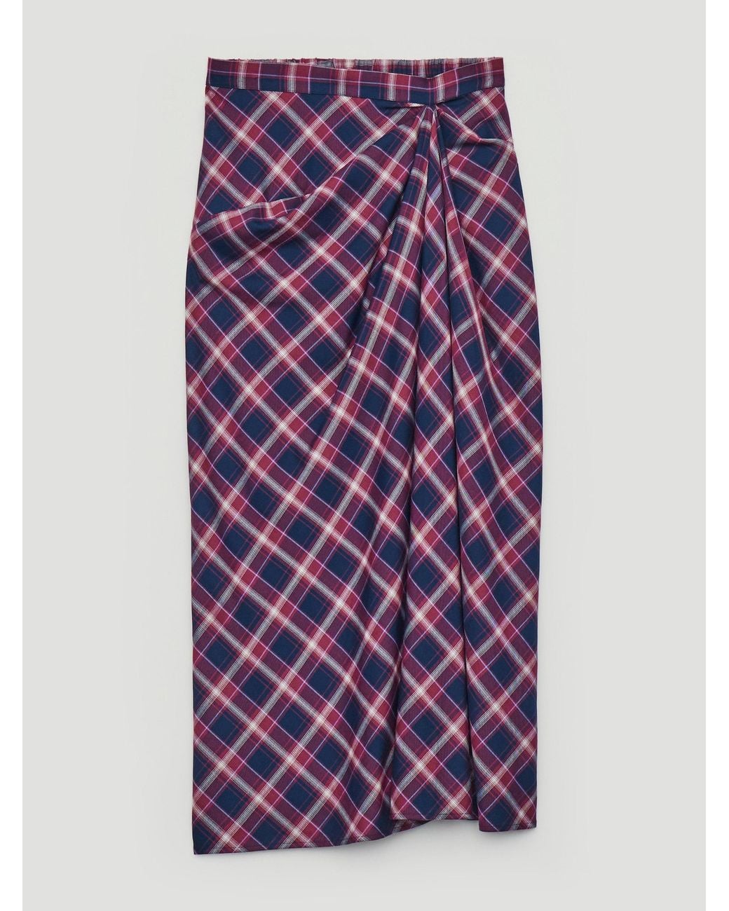 Hush Purple Ardyn Drape Detail Check Midi Skirt