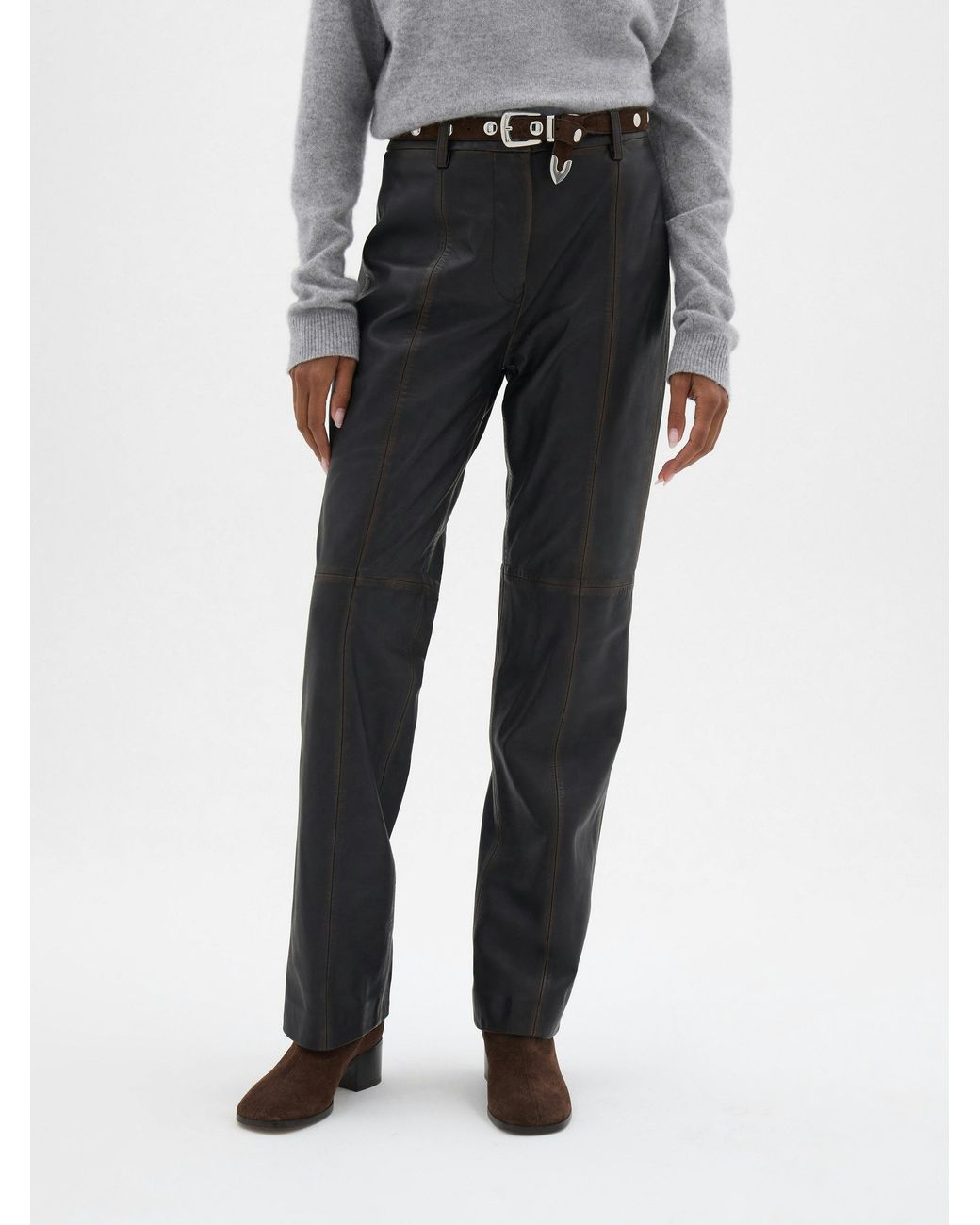 Hush White Eira Slim Leather Trousers