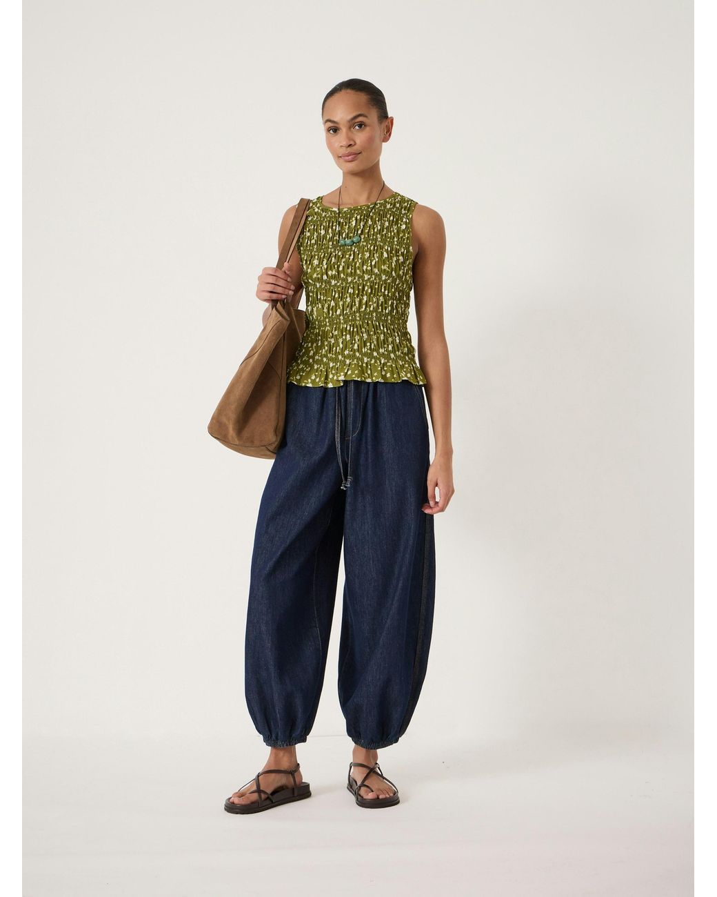 Hush Green Shirred Chiffon Top