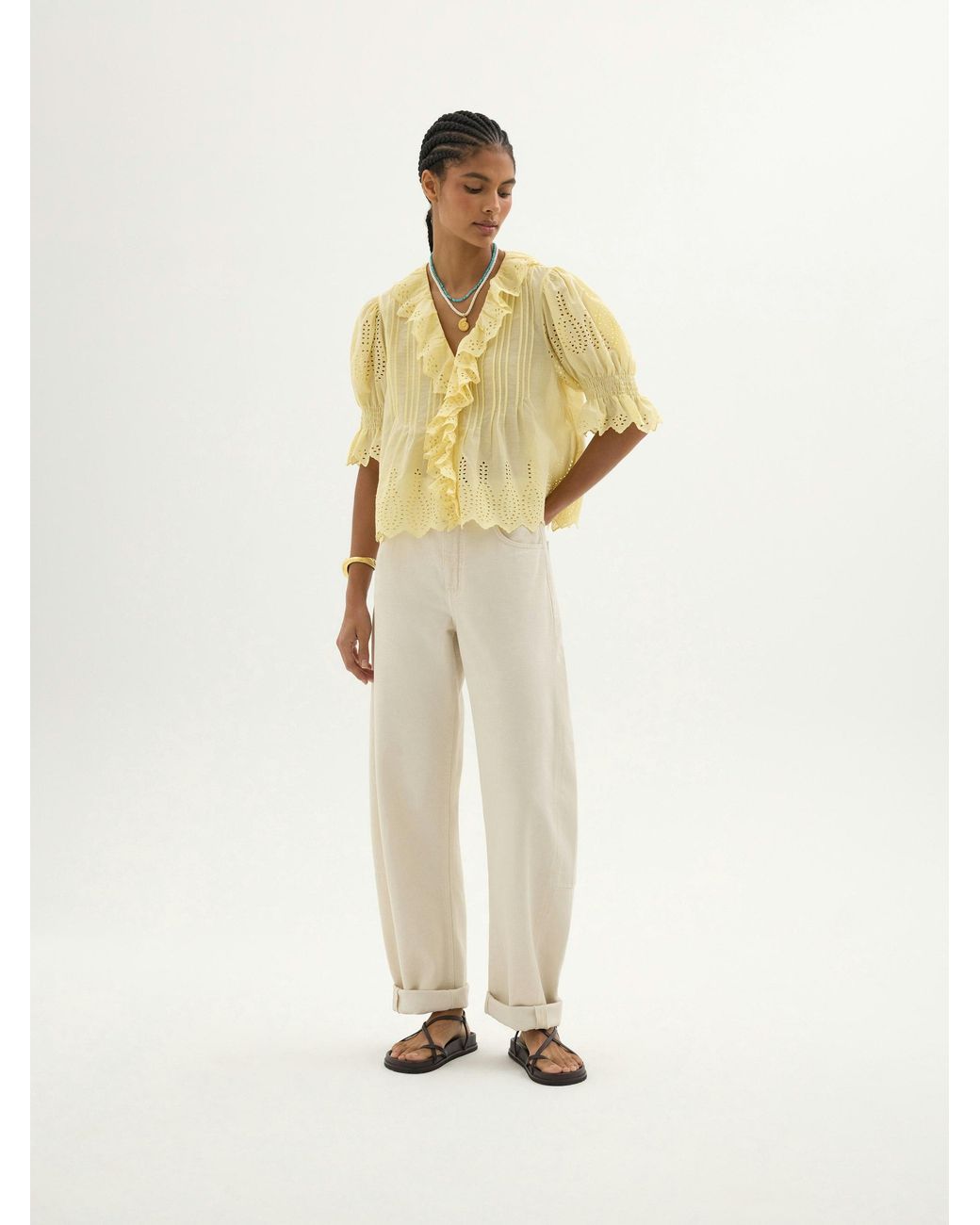 Hush Metallic Koa Cotton Broderie Blouse