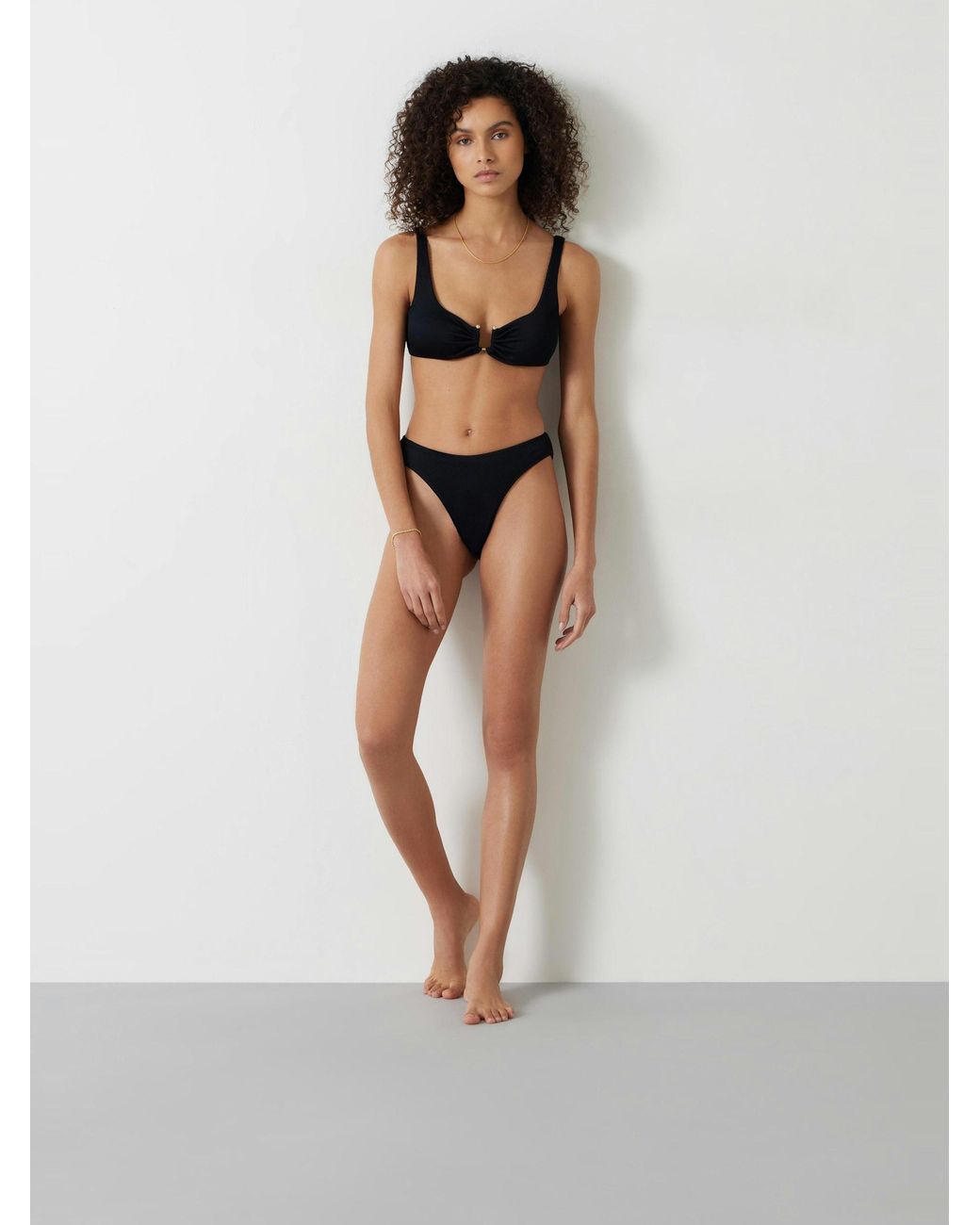 Hush White Heidi High Leg Rib Bikini Bottoms
