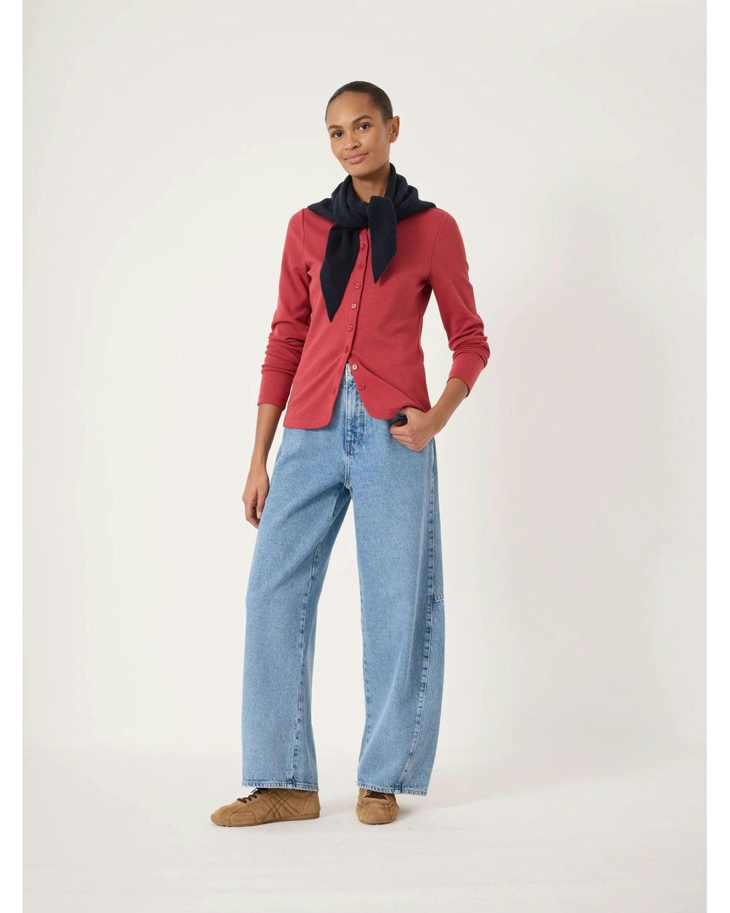 Hush Red Button Detail Jersey Cardigan