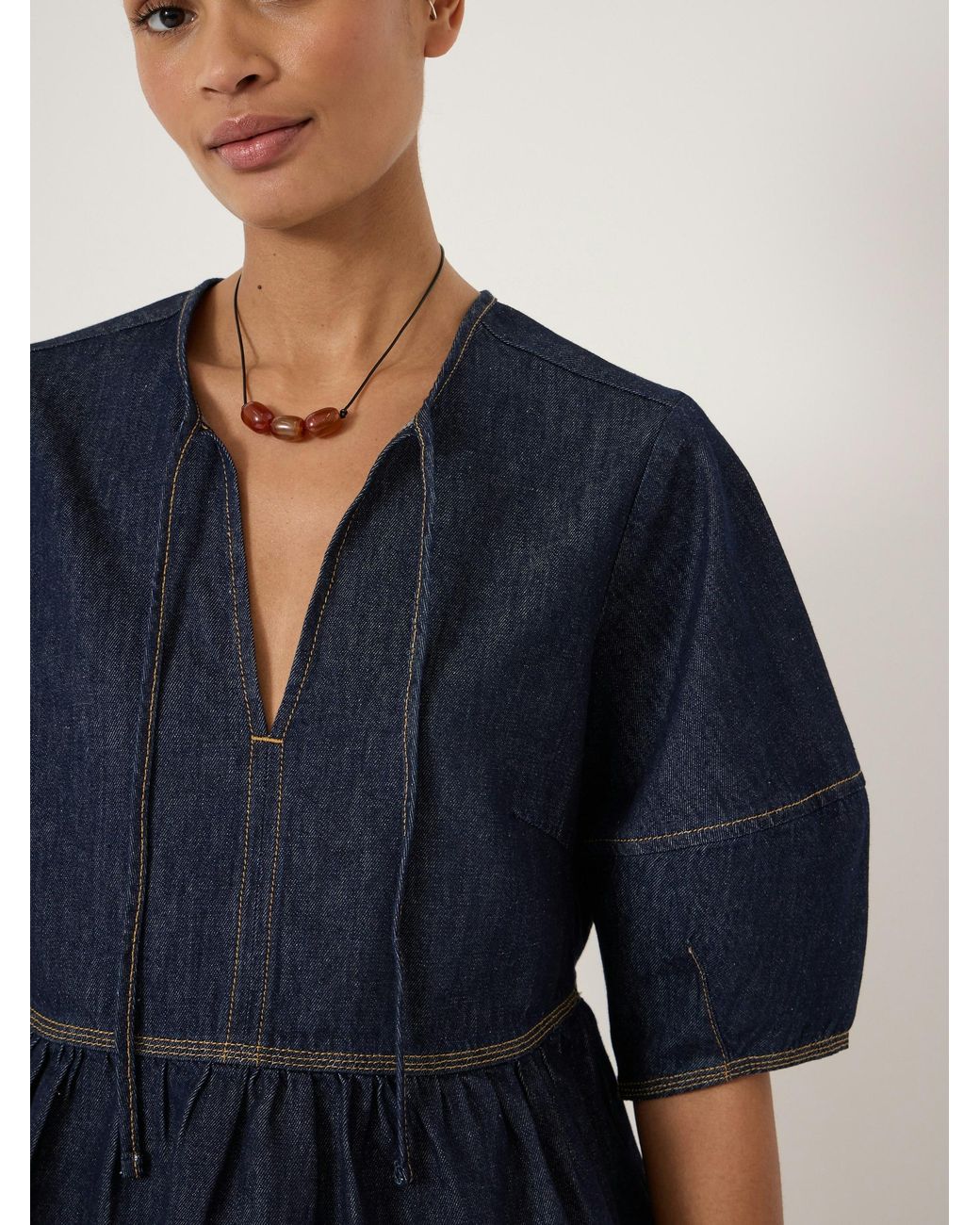 Hush Blue Betty Barrel Sleeve Denim Top