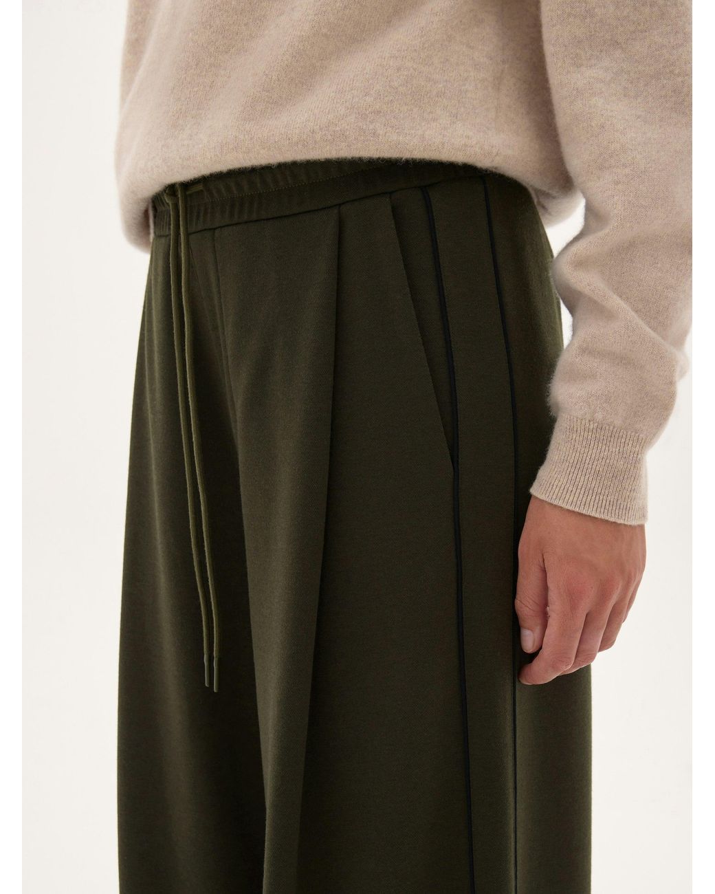 Hush Natural Taylor Piped Wide Leg Trousers