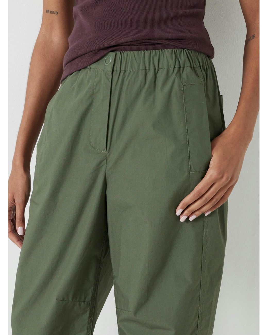 Hush Green Jack Barrel Leg Pull On Lightweight Cotton Trousers