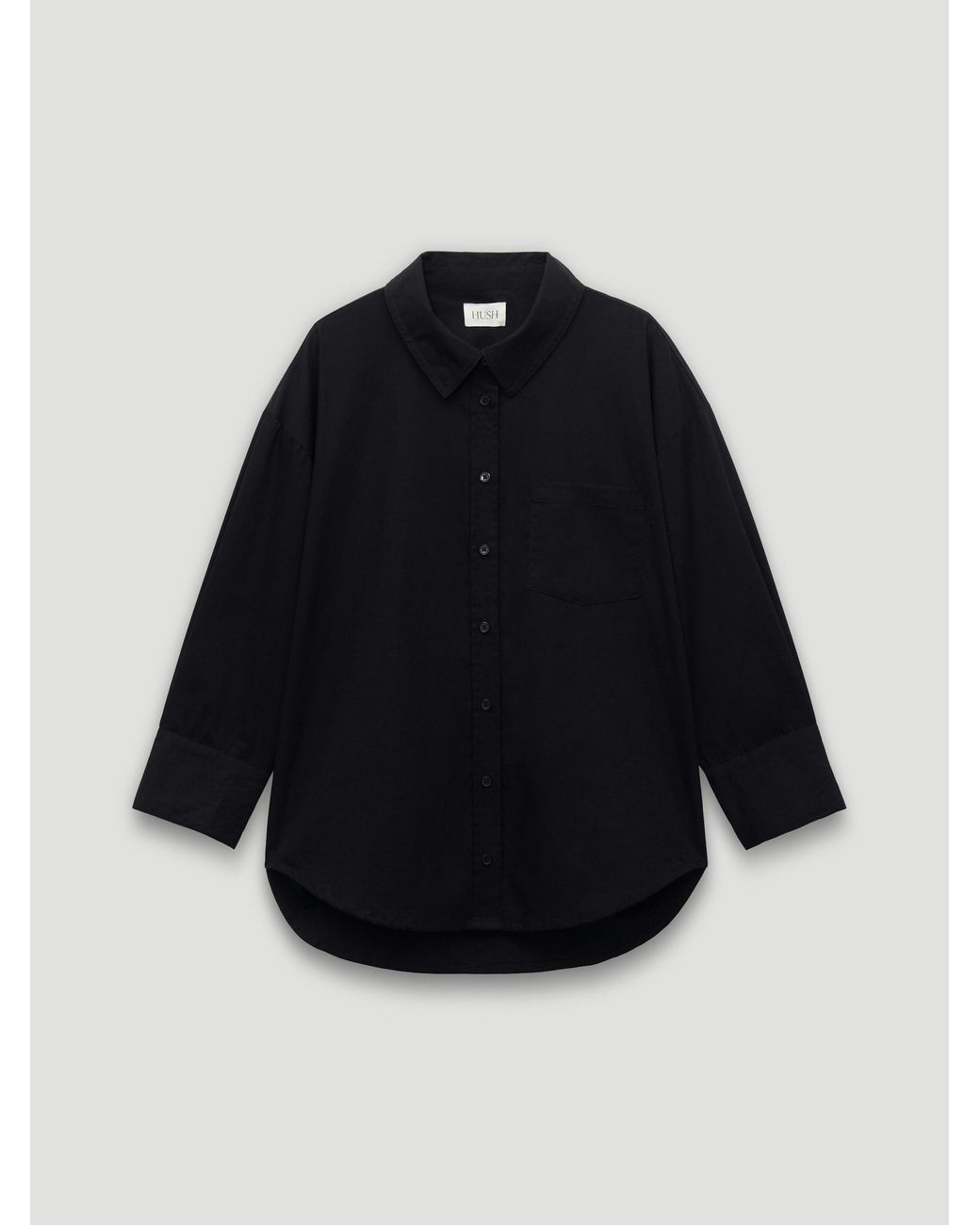 Hush Black Aria Cotton Poplin Bracelet Length Shirt