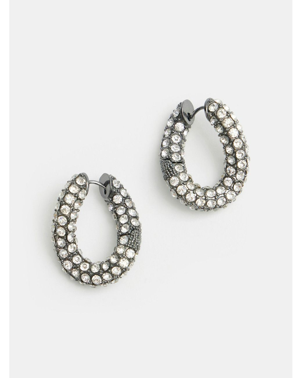 Hush Metallic Large Pia Pave Twist Hoop Earrings