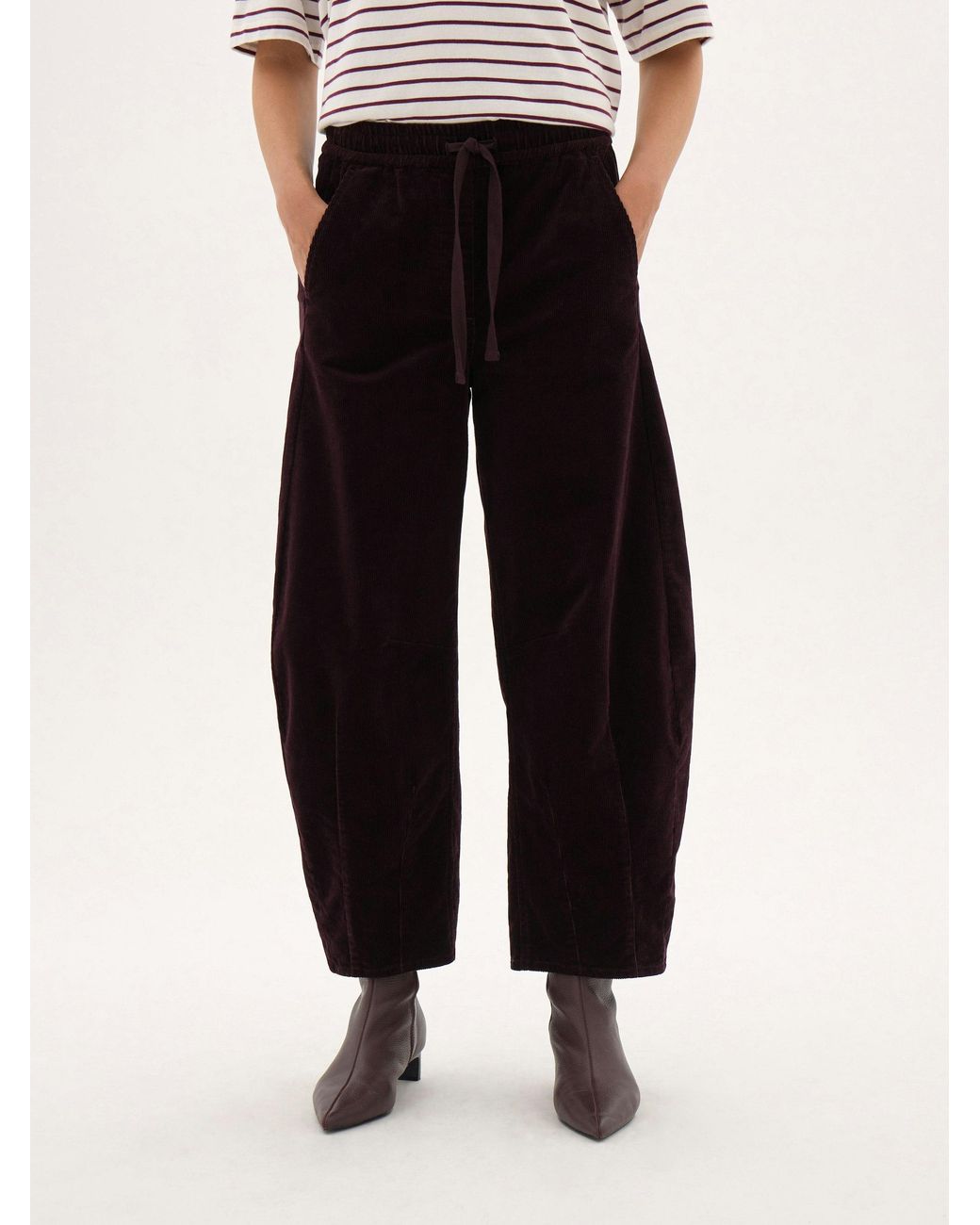 Hush Black Rina Corduroy Barrel Trousers