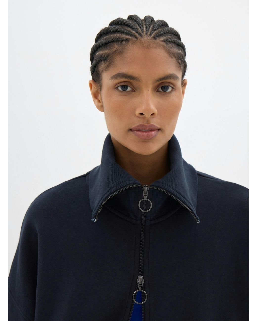 Hush Blue Elyna Funnel Neck Zip Sweatshirt
