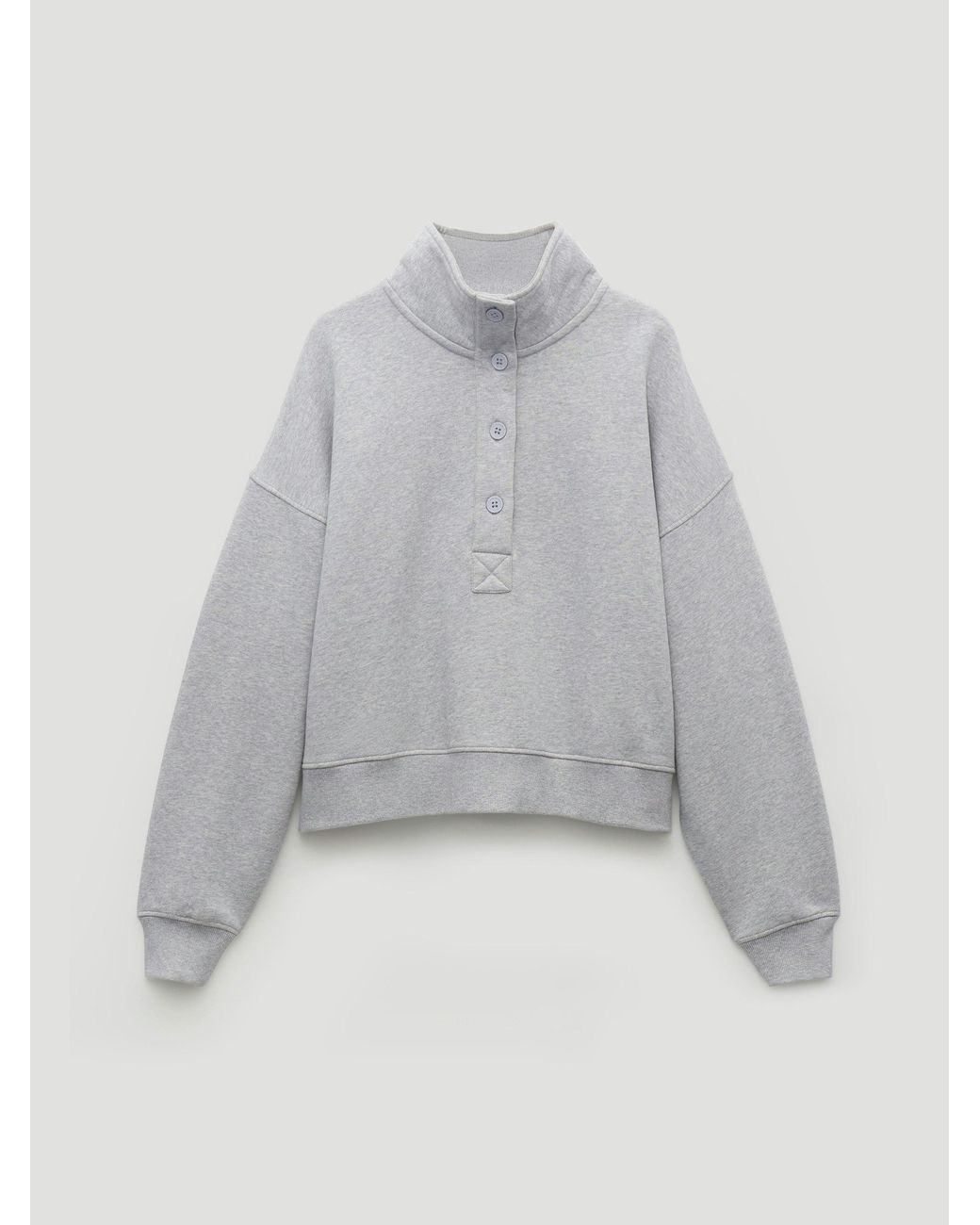 Hush Gray Hendrix Half Placket Cotton Sweatshirt
