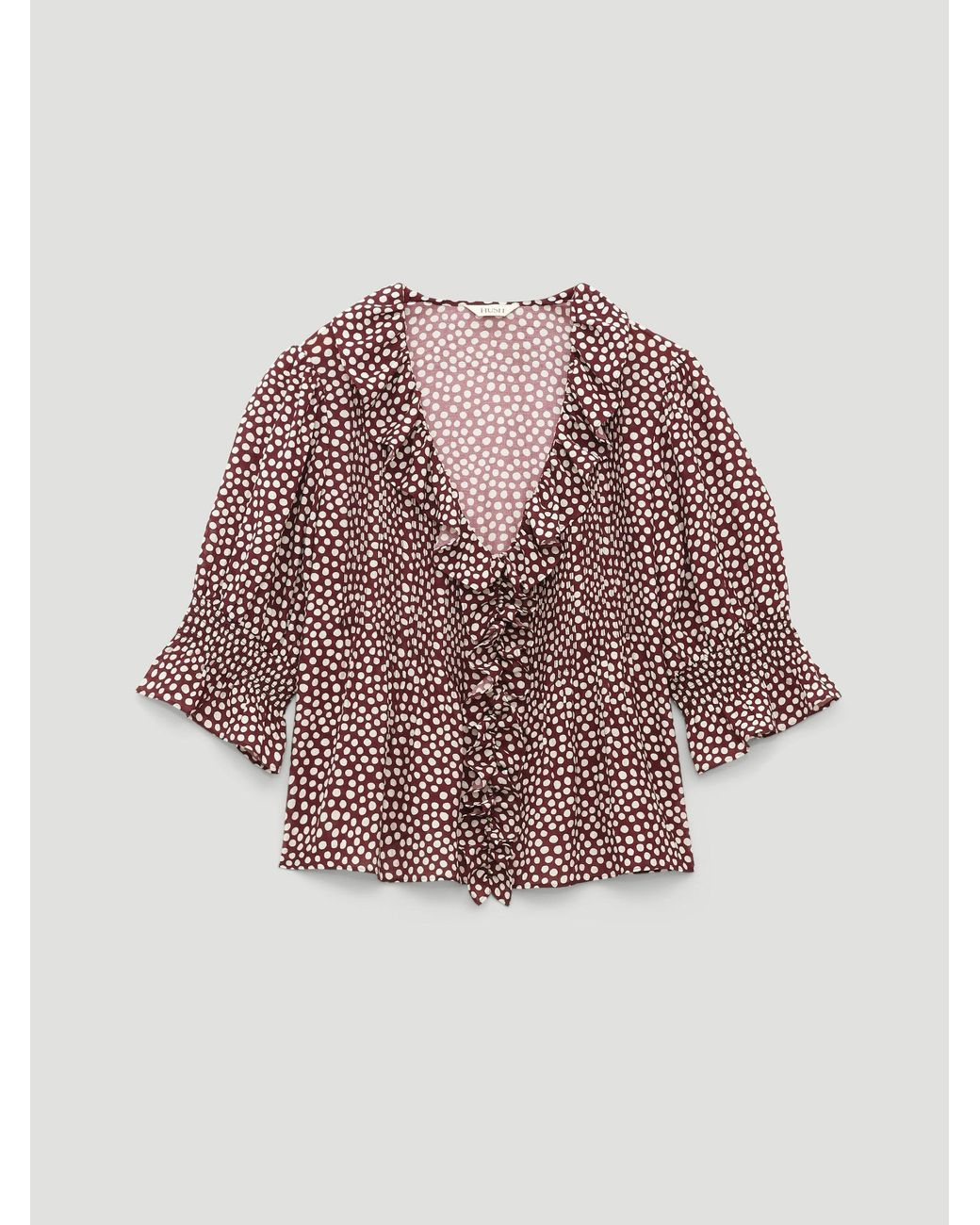 Hush Koa Ruffle Short Sleeve Textured Blouse