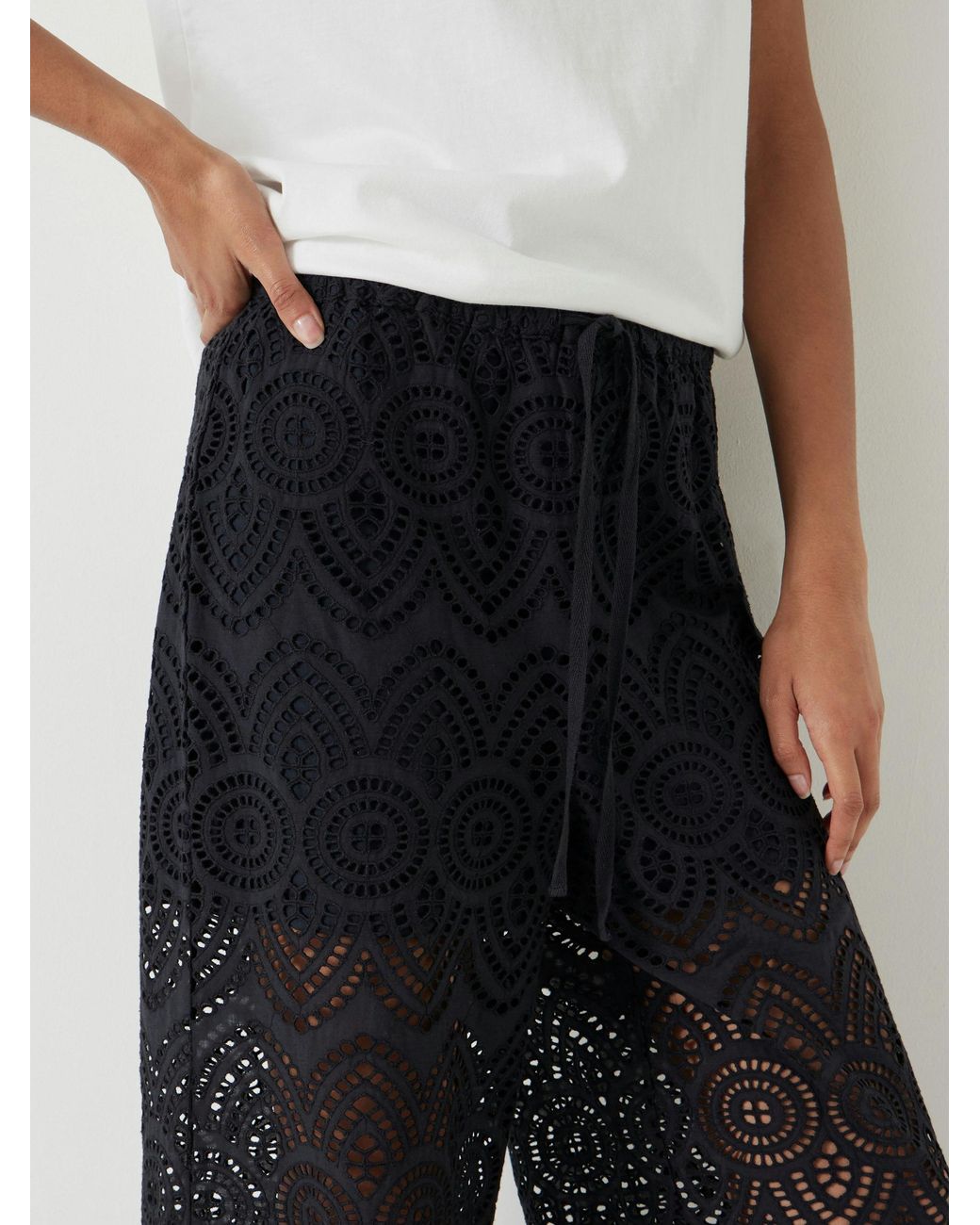 Hush White Cotton Broderie Trousers